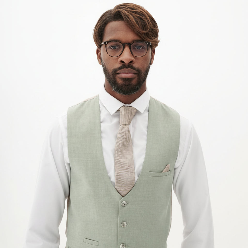 ceehuteey Men's Fashion three-piece Suit in Light Green Signature Notch Lapel Multiple Occasions Tuxedos For Wedding (Blazer+vest+Pants)