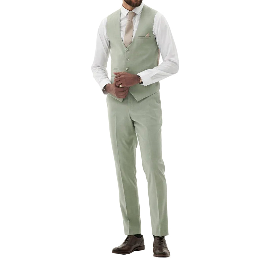 ceehuteey Men's Fashion three-piece Suit in Light Green Signature Notch Lapel Multiple Occasions Tuxedos For Wedding (Blazer+vest+Pants)