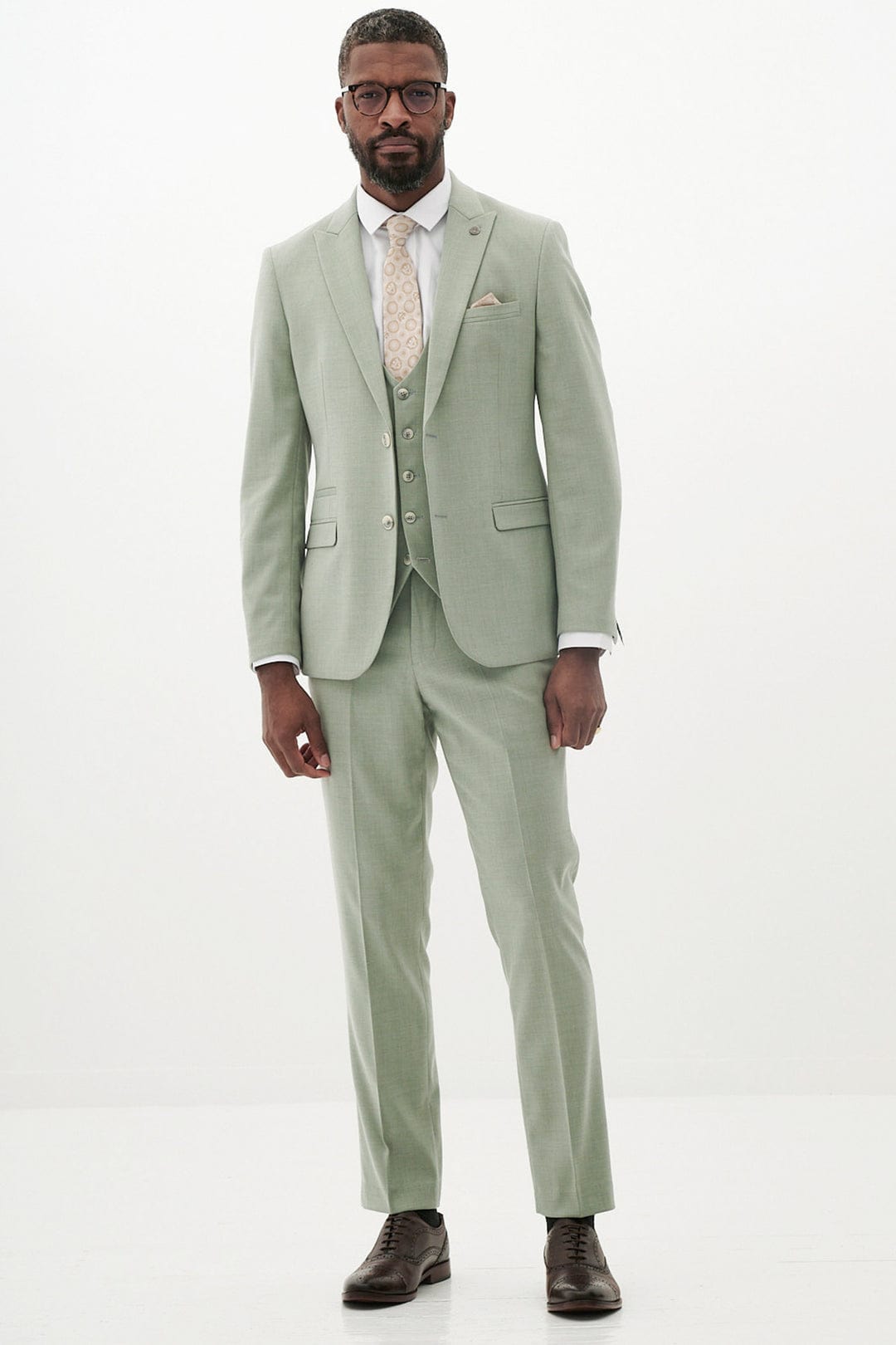 ceehuteey Men's Fashion three-piece Suit in Light Green Signature Notch Lapel Multiple Occasions Tuxedos For Wedding (Blazer+vest+Pants)