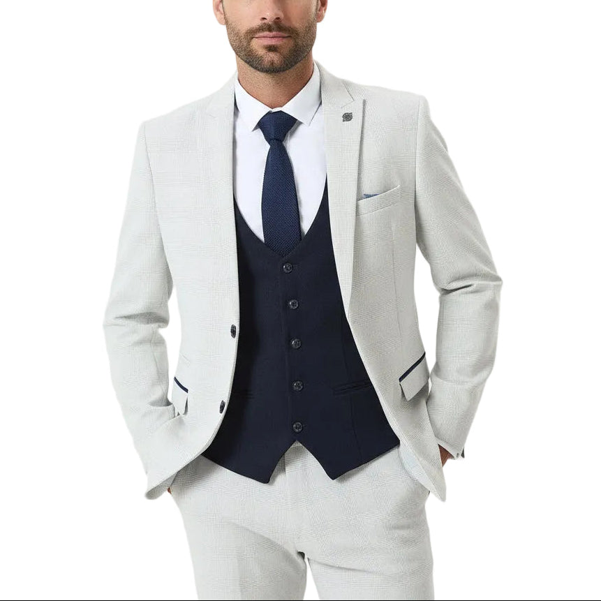 ceehuteey Men's Fashion three-piece Suit in White Signature Peak Lapel Multiple Occasions Colorblock suit(Blazer+vest+Pants) (Copy)