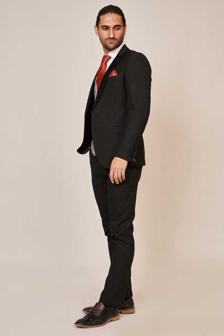 ceehuteey Men's Fashion two-piece Suit in Black Peak Lapel Multiple Occasions Tuxedos For Wedding (Blazer+Pants)