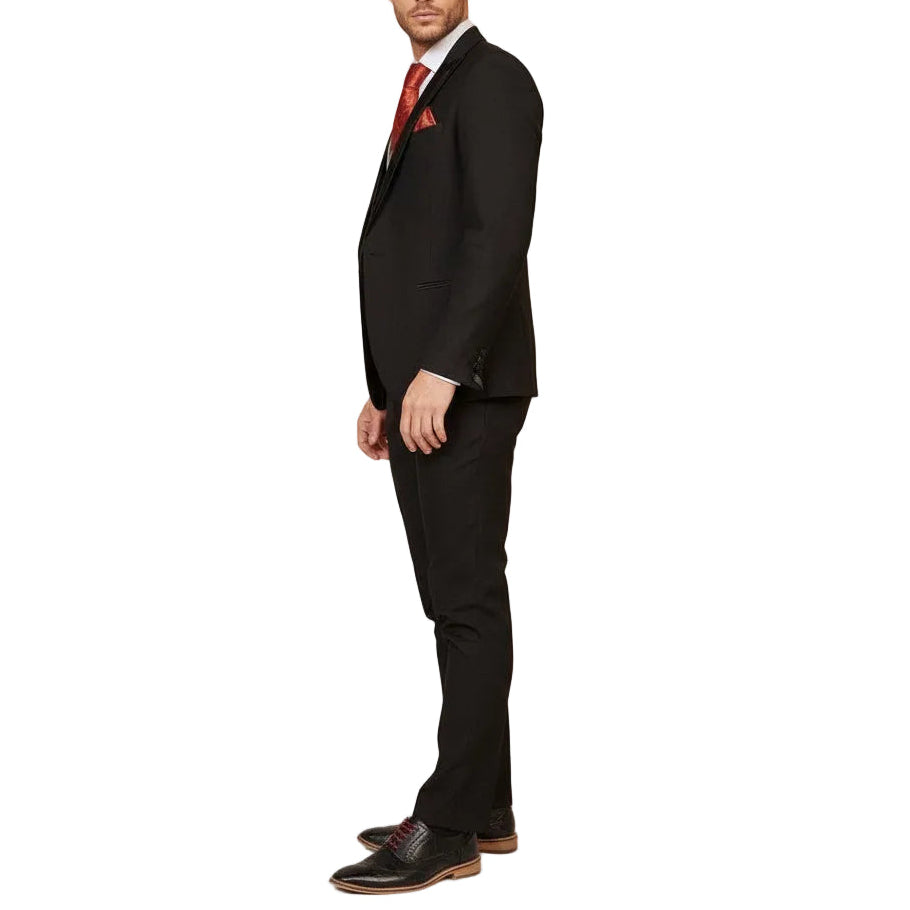 ceehuteey Men's Fashion two-piece Suit in Black Peak Lapel Multiple Occasions Tuxedos For Wedding (Blazer+Pants)