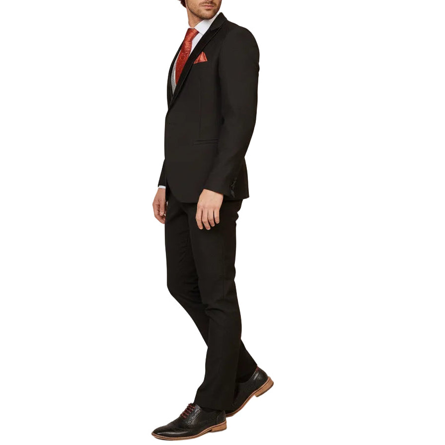 ceehuteey Men's Fashion two-piece Suit in Black Peak Lapel Multiple Occasions Tuxedos For Wedding (Blazer+Pants)