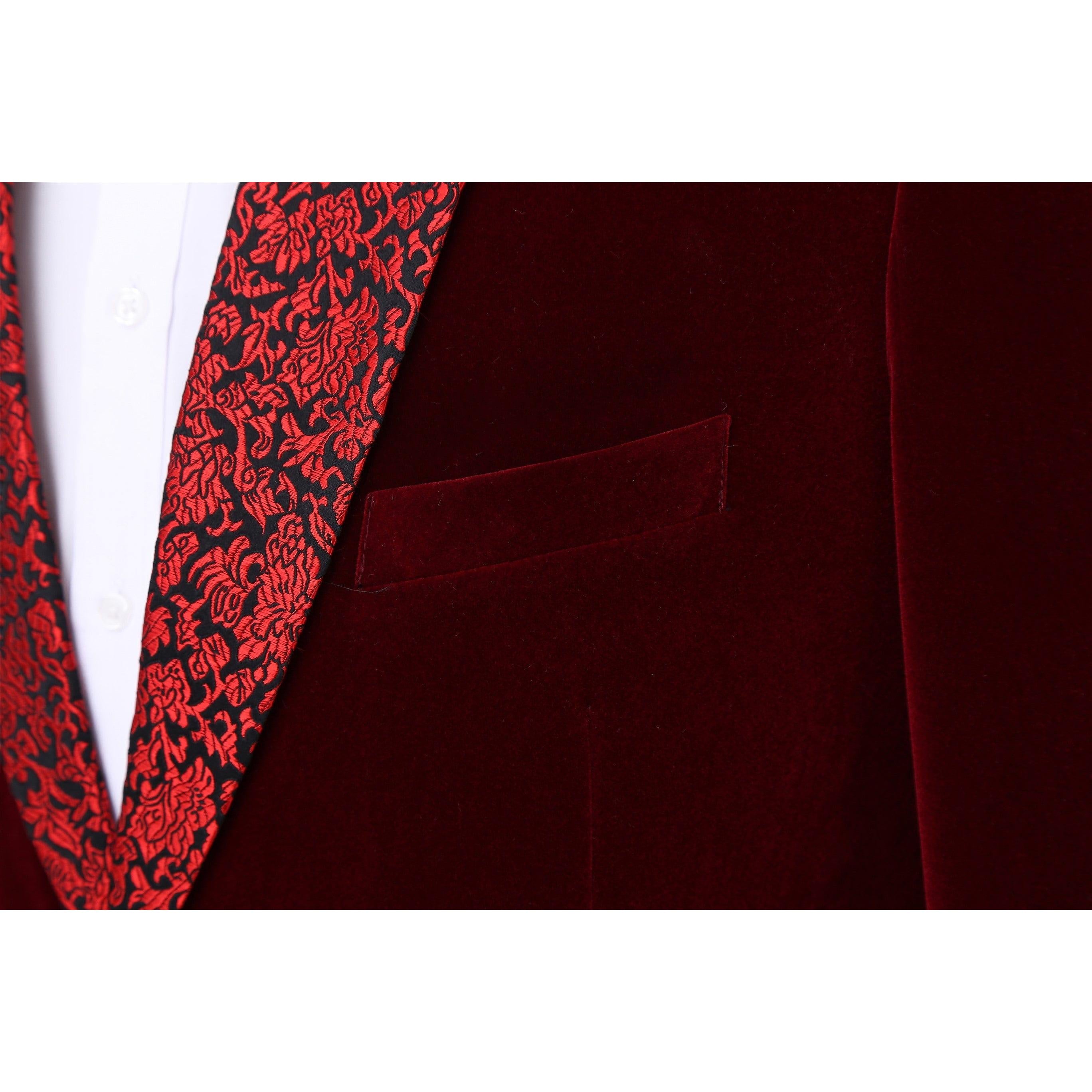 ceehuteey Men's Fashion Velvet Shawl Lapel Blazer For Wedding
