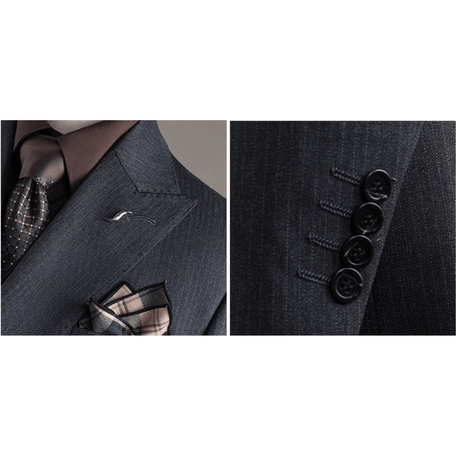 ceehuteey Men's Formal high-end business double breasted 3 Pieces Peak lapel Tuxedos suit (Blazer+vest+Pants)