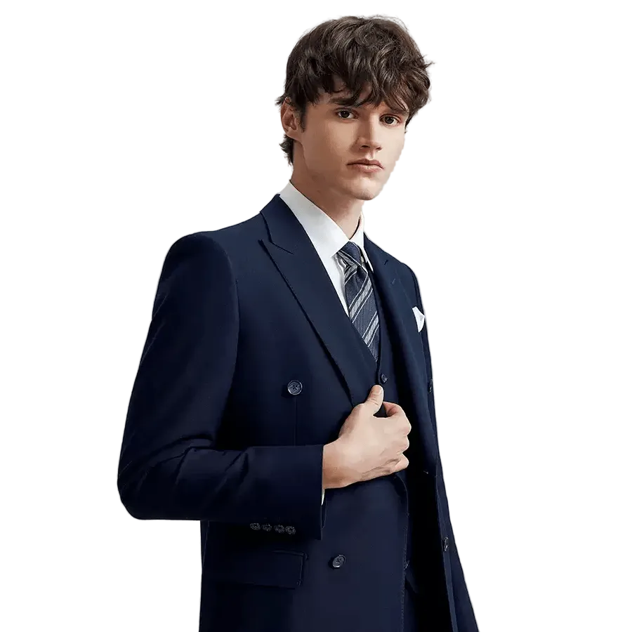 ceehuteey Men's Groom Wedding Dress Double-breasted Slim Fit Business Formal Wear Suit(Blazer+Pants)