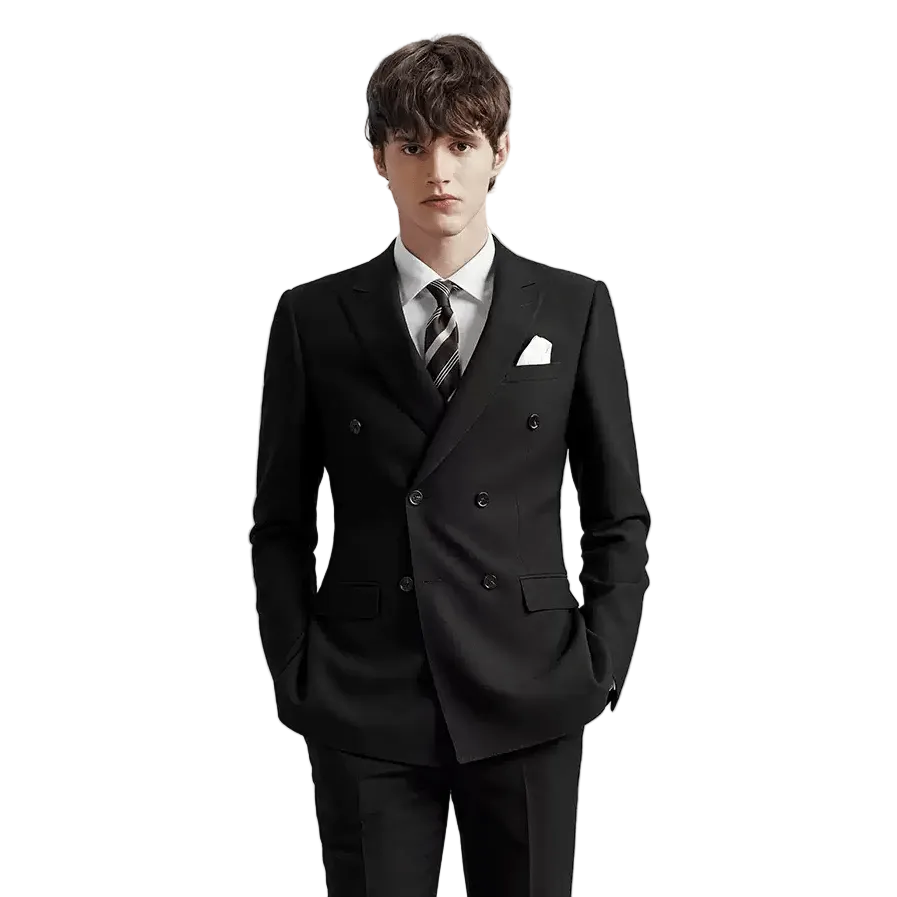 ceehuteey Men's Groom Wedding Dress Double-breasted Slim Fit Business Formal Wear Suit(Blazer+Pants)