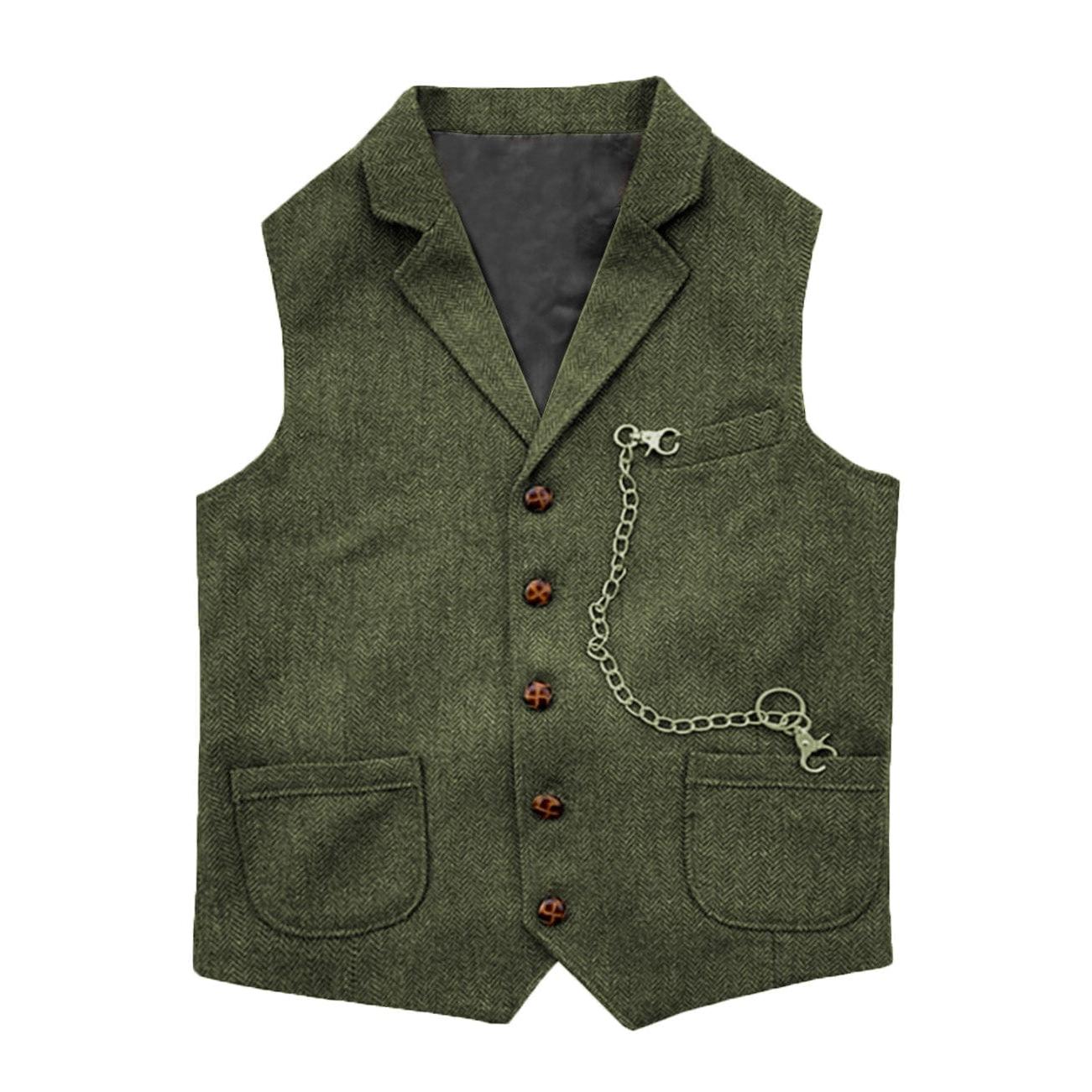 ceehuteey Men's Herringbone Classic Slim Fit Notch Lapel Waistcoat