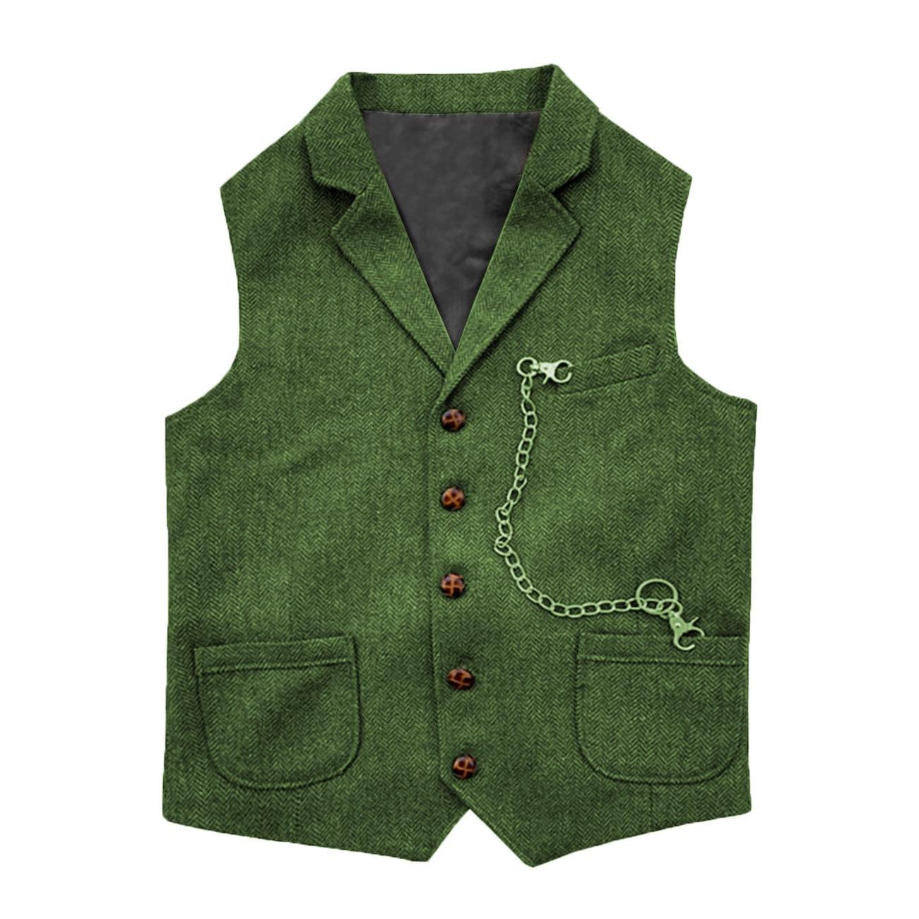 ceehuteey Men's Herringbone Classic Slim Fit Notch Lapel Waistcoat