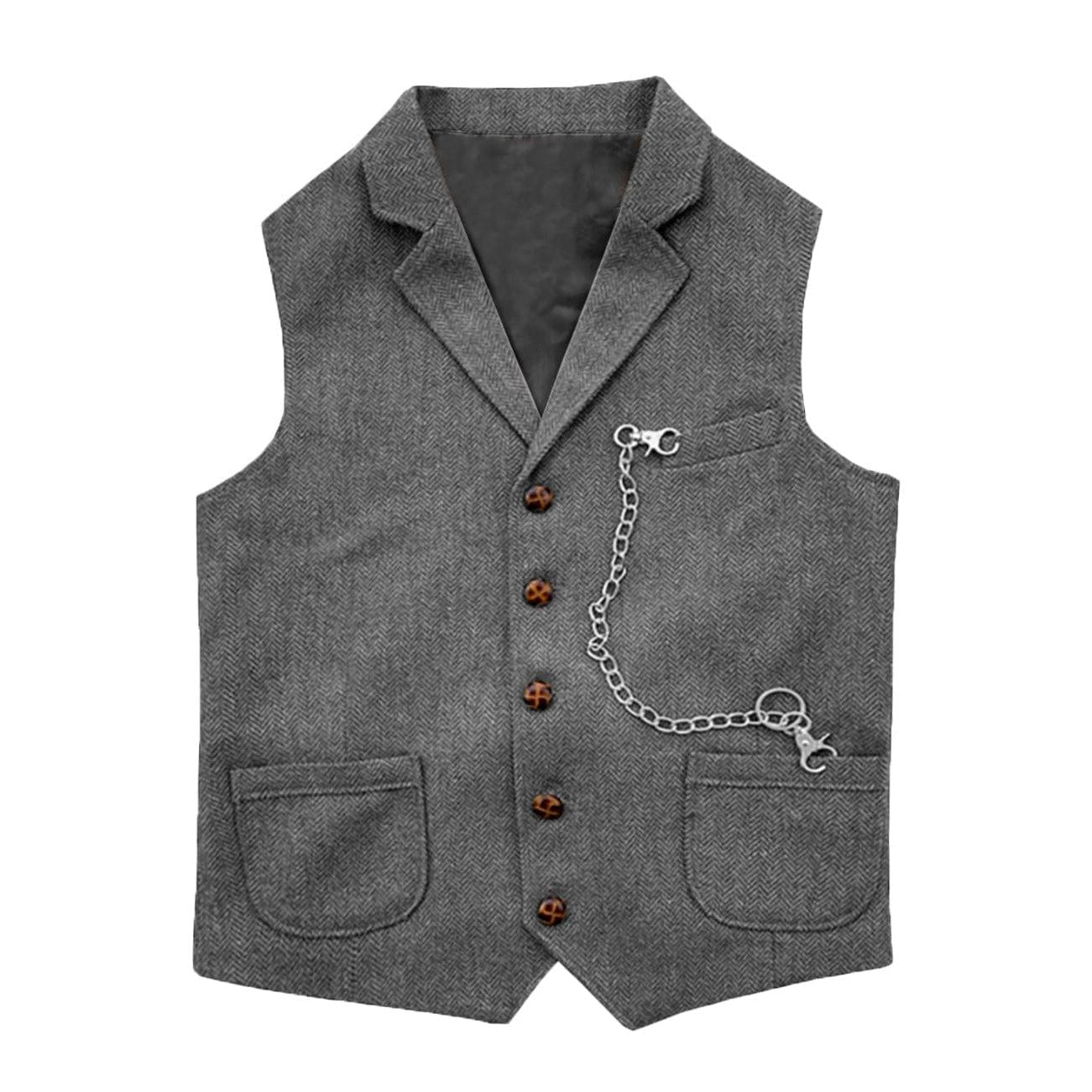ceehuteey Men's Herringbone Classic Slim Fit Notch Lapel Waistcoat