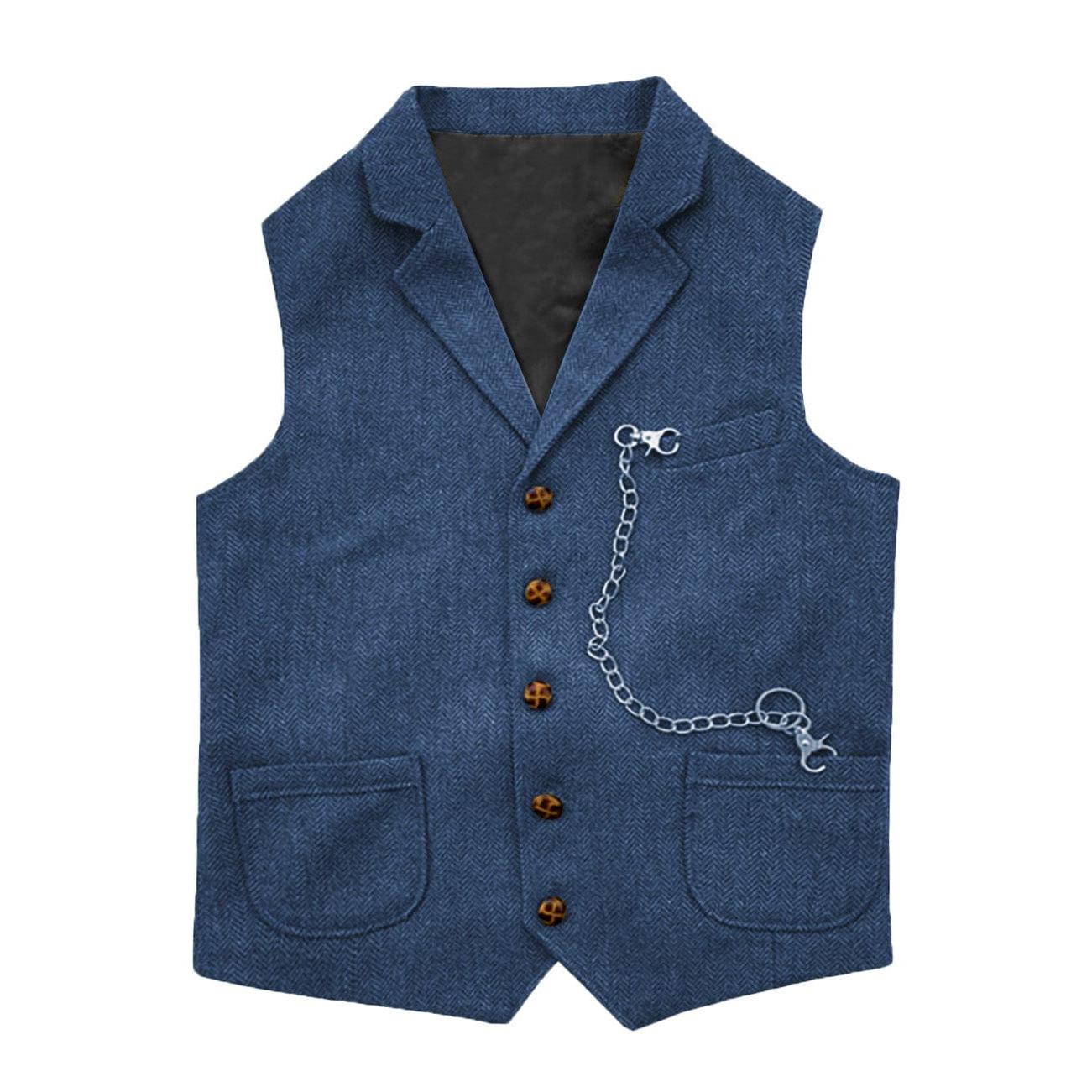 ceehuteey Men's Herringbone Classic Slim Fit Notch Lapel Waistcoat
