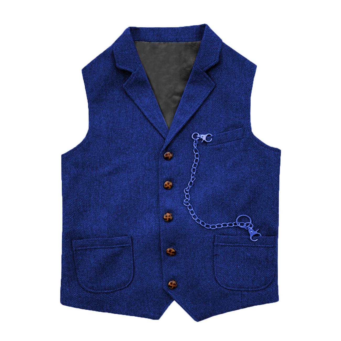 ceehuteey Men's Herringbone Classic Slim Fit Notch Lapel Waistcoat