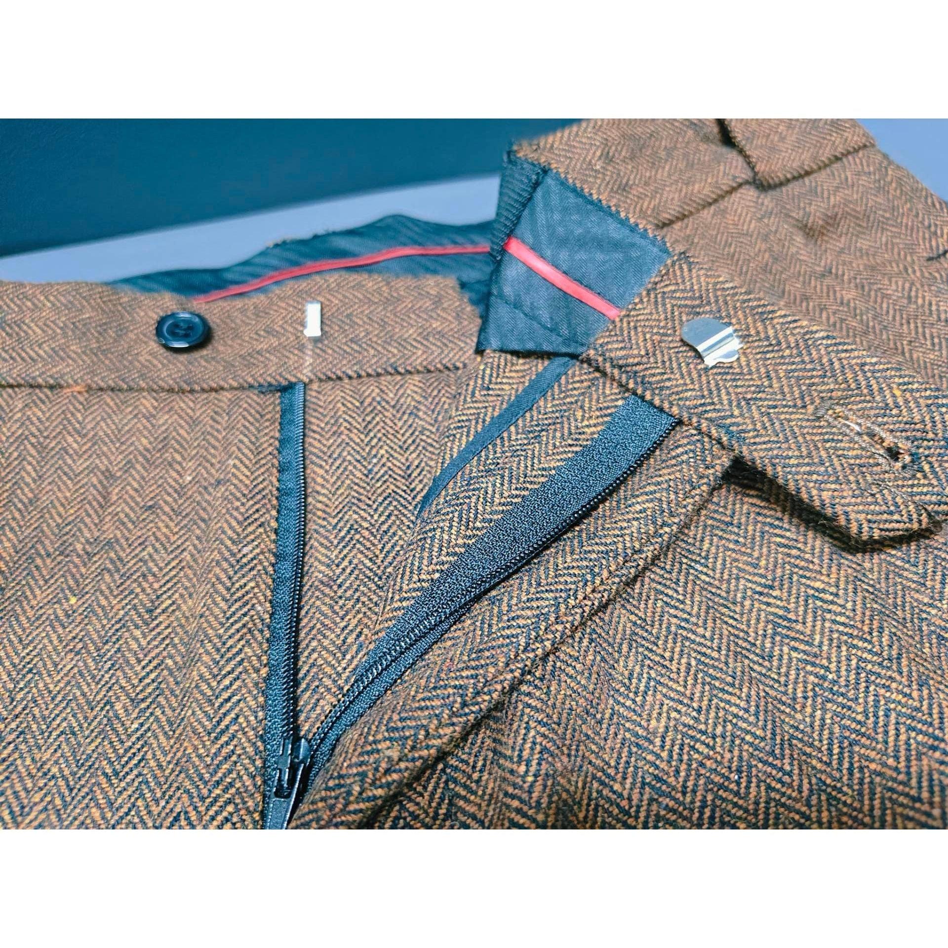 ceehuteey Men's Herringbone Tweed Trousers