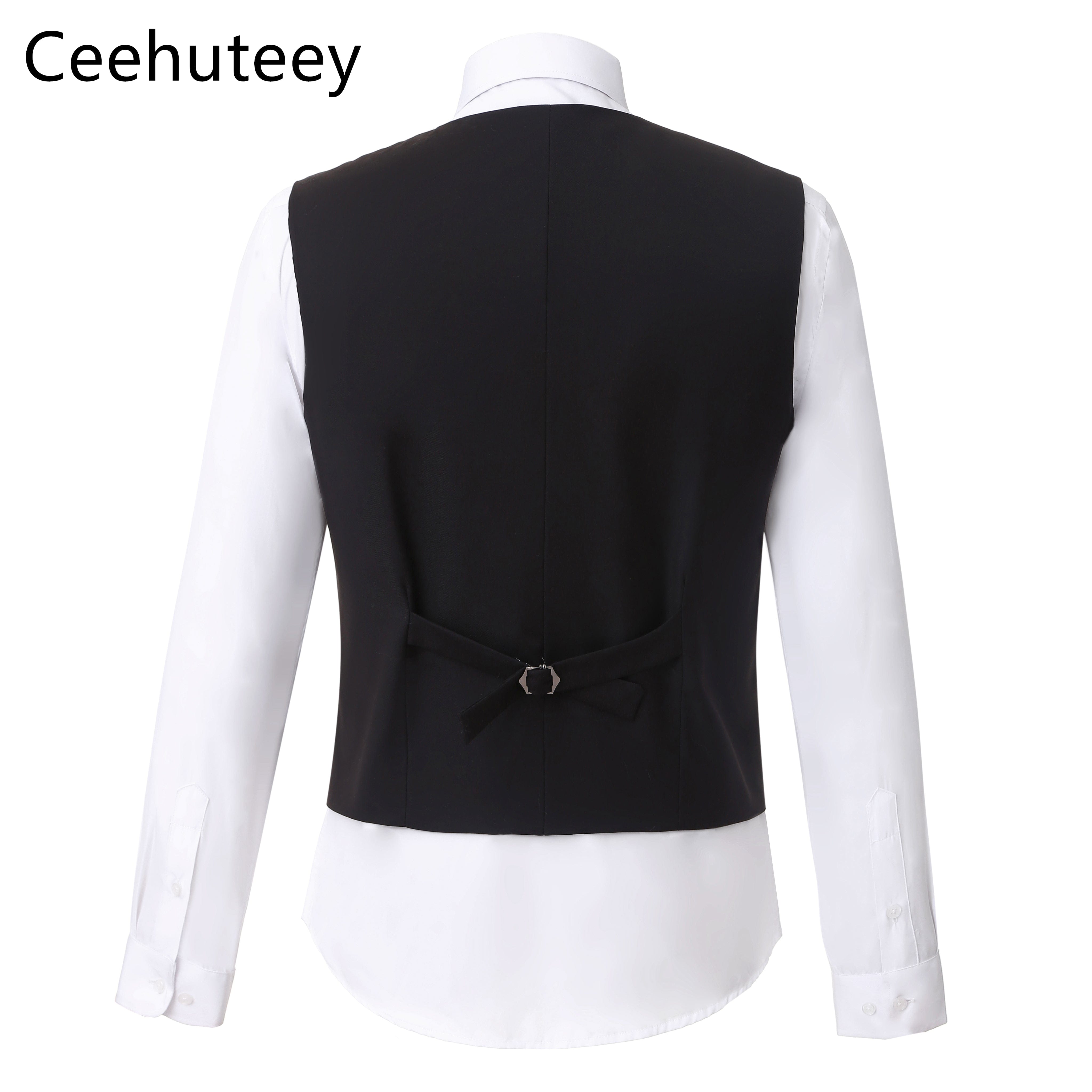 ceehuteey Men's Houndstooth Formal Notch Lapel for wedding party Tuxedos (Blazer + Vest +Pant)