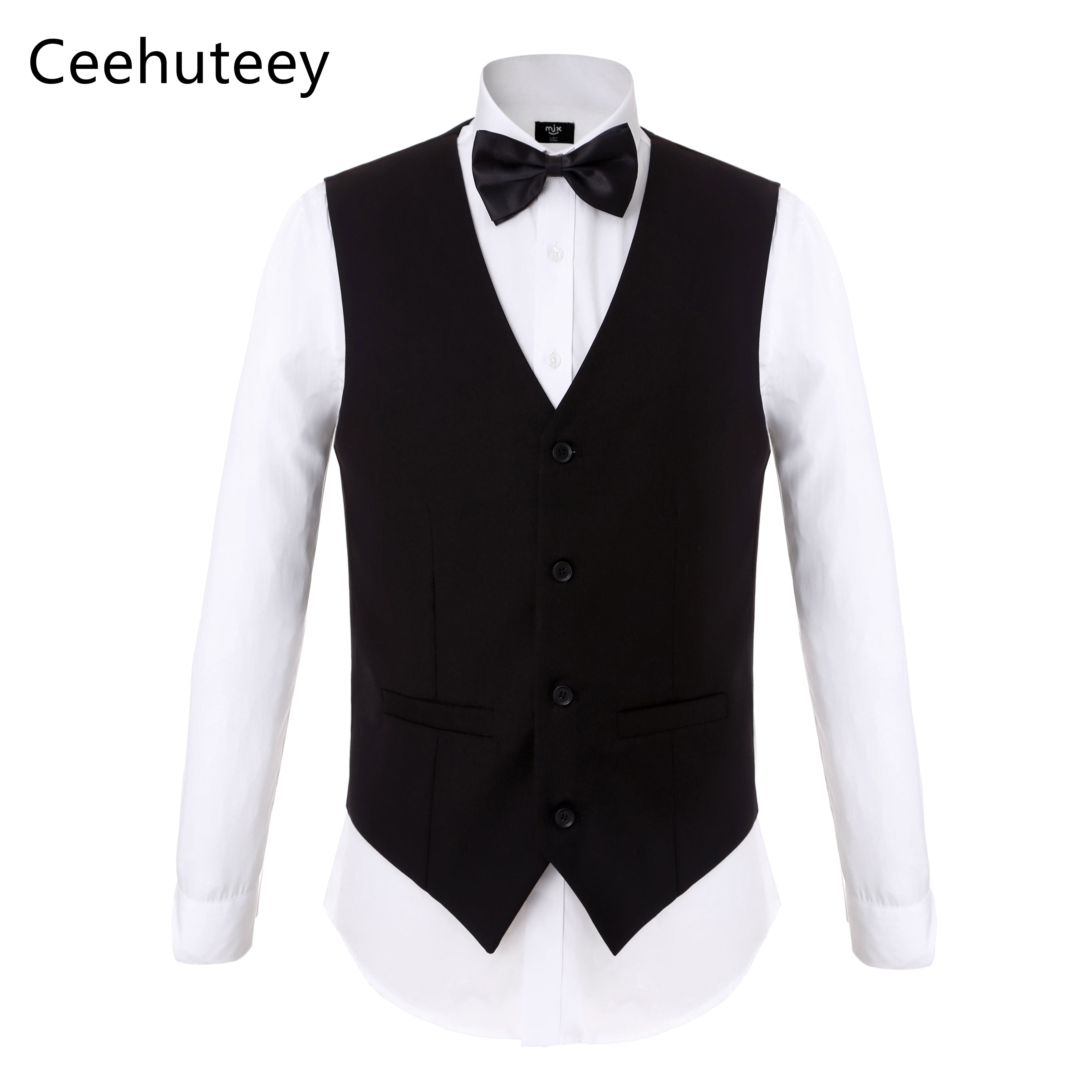 ceehuteey Men's Houndstooth Formal Notch Lapel for wedding party Tuxedos (Blazer + Vest +Pant)