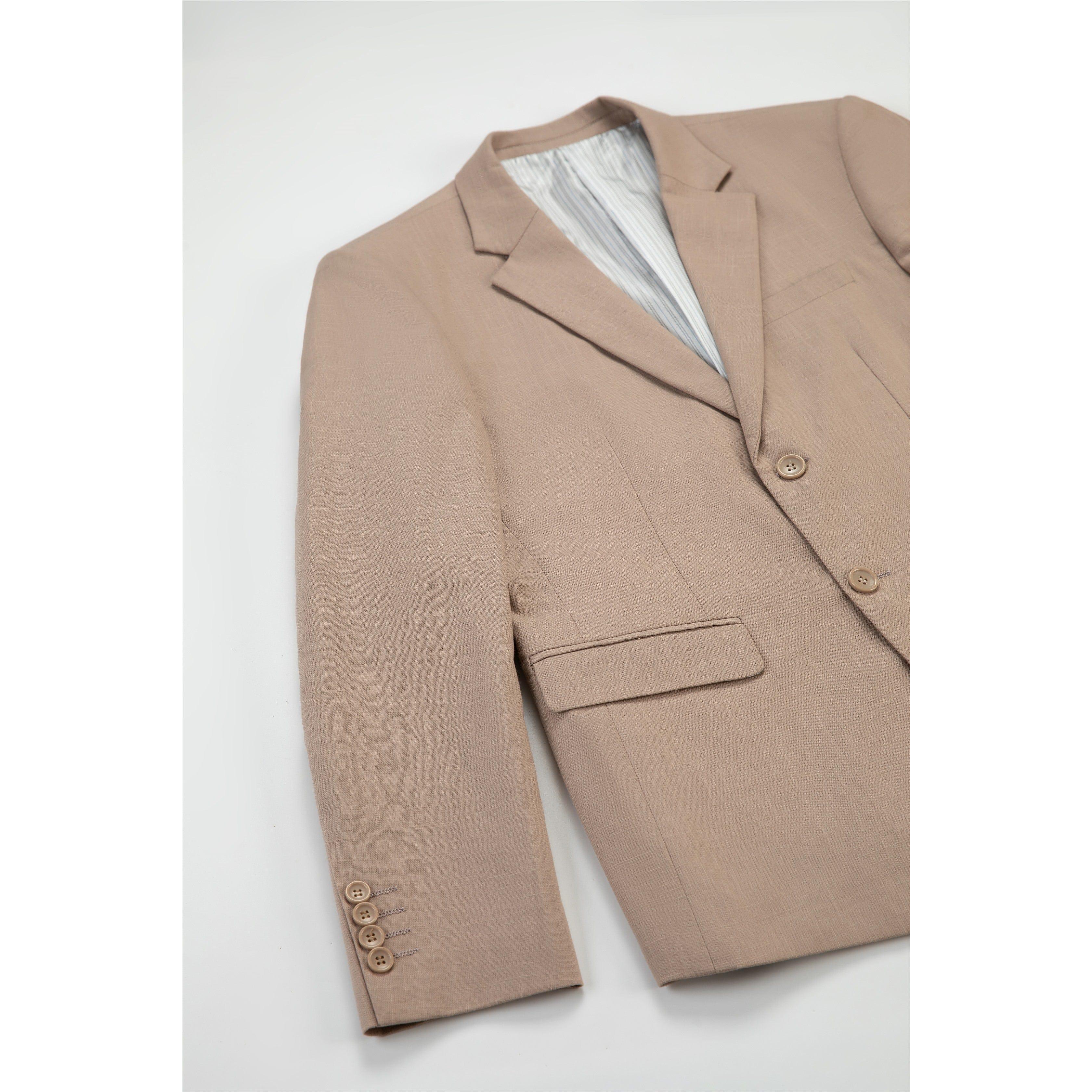ceehuteey Men's Linen 3 Pieces Regular Fit Notch Lapel Mens Suit(Blazer+Vest+ Pant)