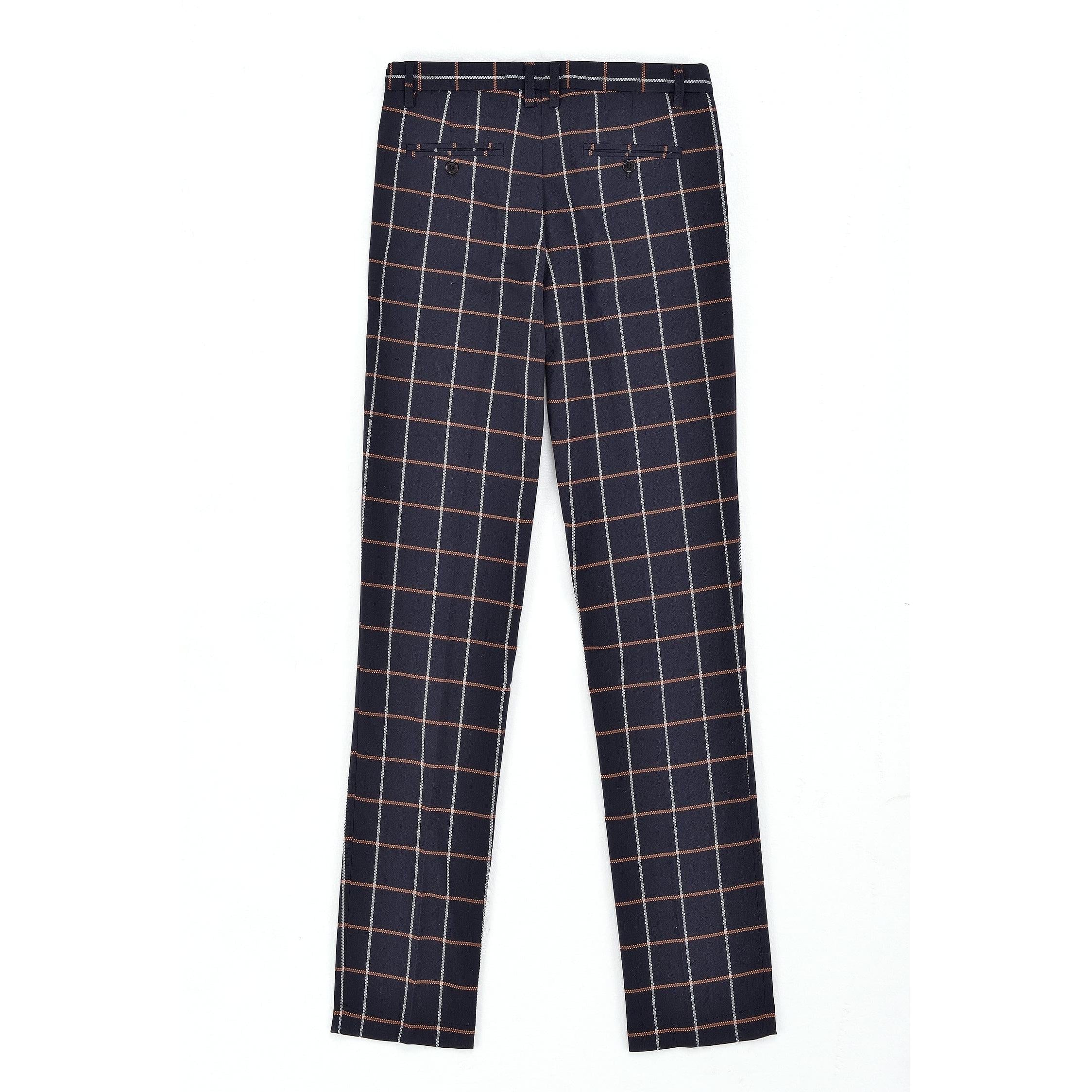 ceehuteey Men's Plaid 3 Piece Suit Slim Fit Dinner Suit Tuxedo