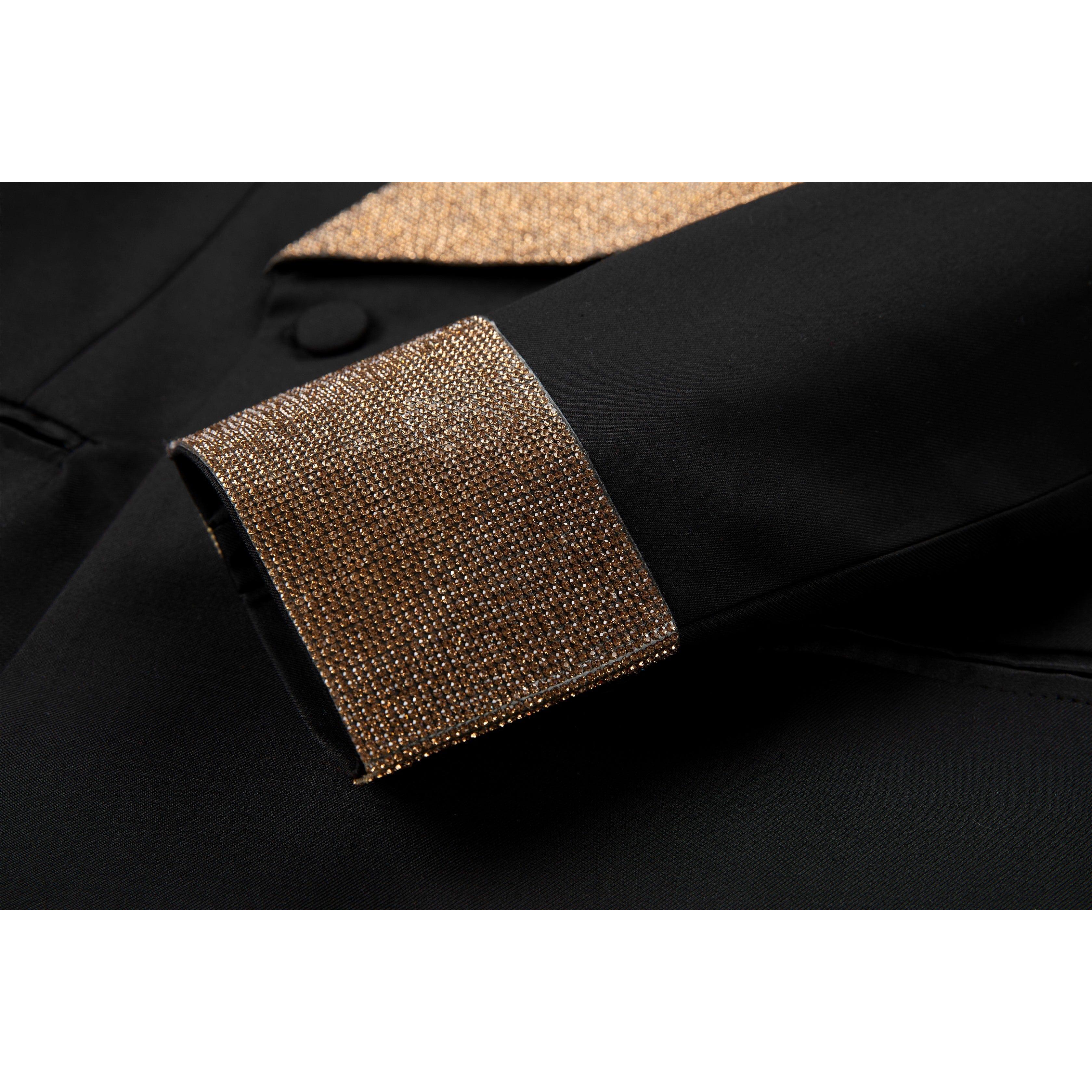 ceehuteey Men's sequined green collar splicing prom 2 Pieces suit(Blazer+Pants)