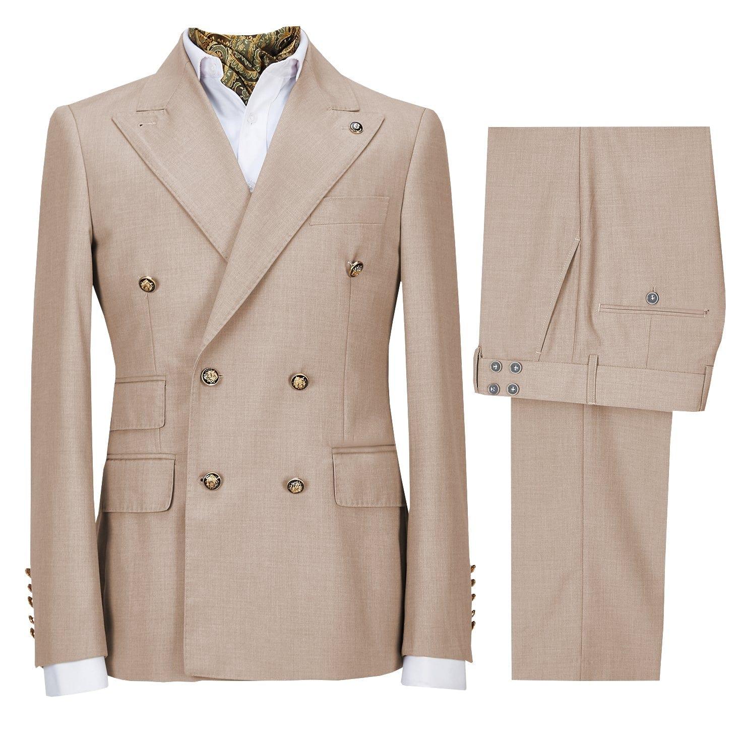 ceehuteey Men's Slim Fit Peak Lapel Casual 2 Piece Business Tuxedos (Blazer+Pants)