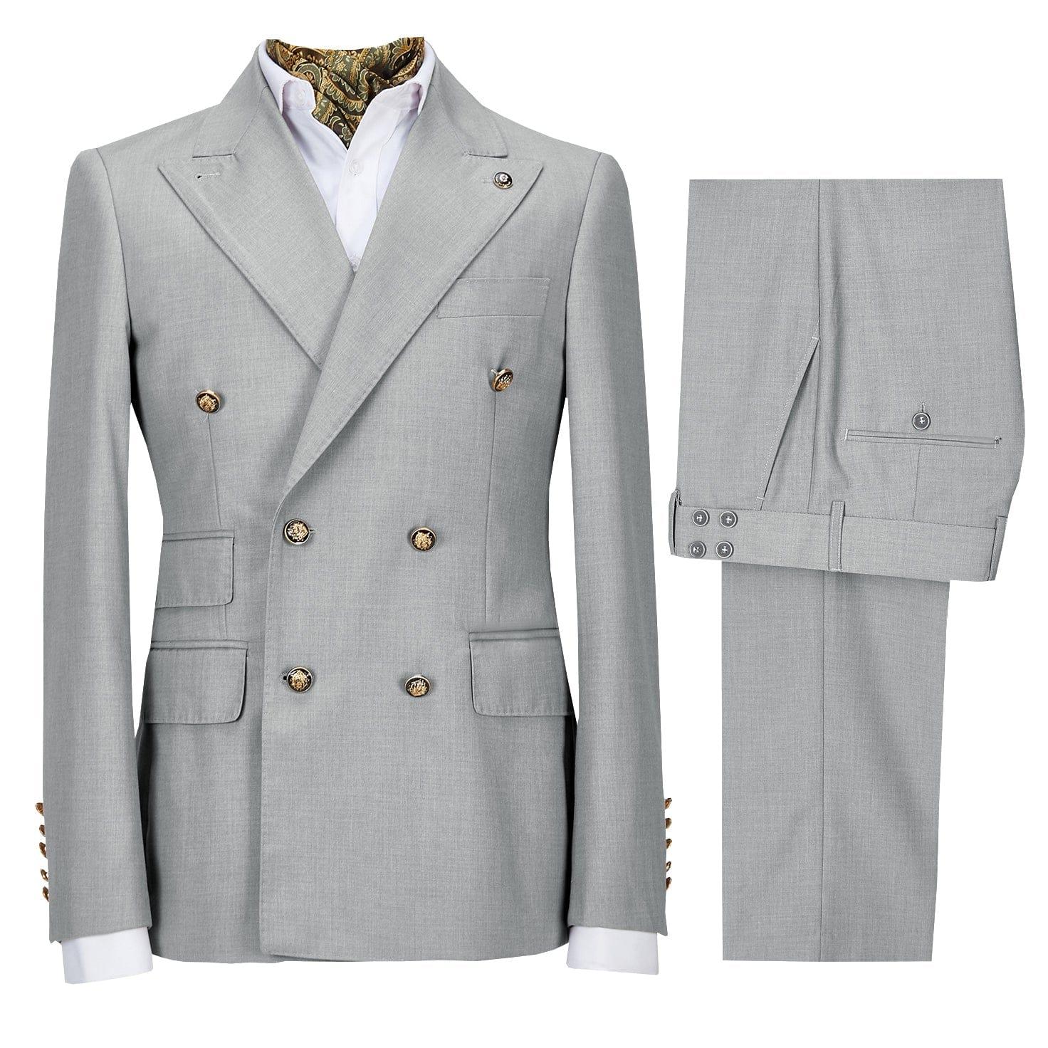 ceehuteey Men's Slim Fit Peak Lapel Casual 2 Piece Business Tuxedos (Blazer+Pants)