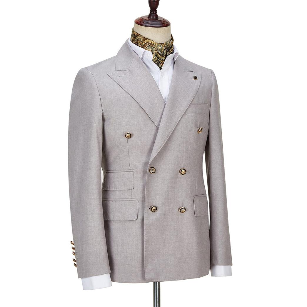 ceehuteey Men's Slim Fit Peak Lapel Casual 2 Piece Business Tuxedos (Blazer+Pants)