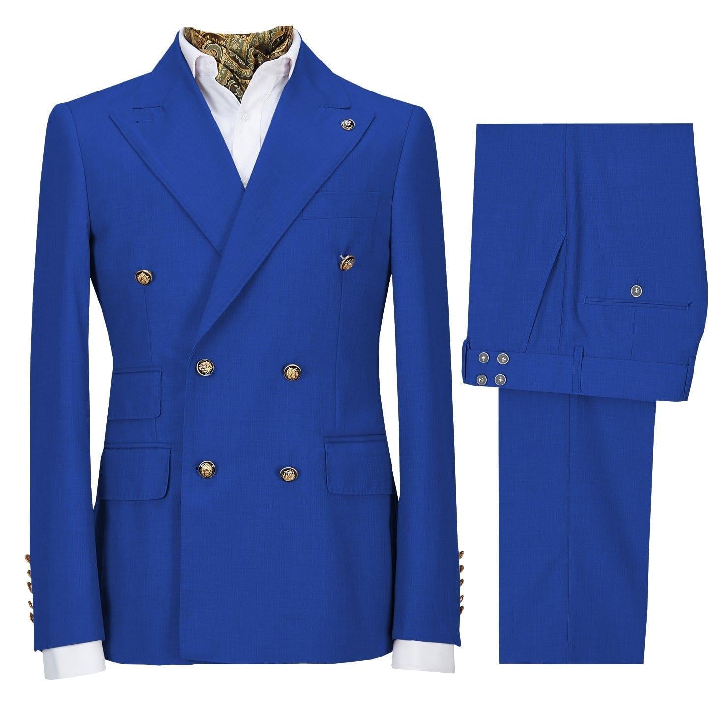 ceehuteey Men's Slim Fit Peak Lapel Casual 2 Piece Business Tuxedos (Blazer+Pants)