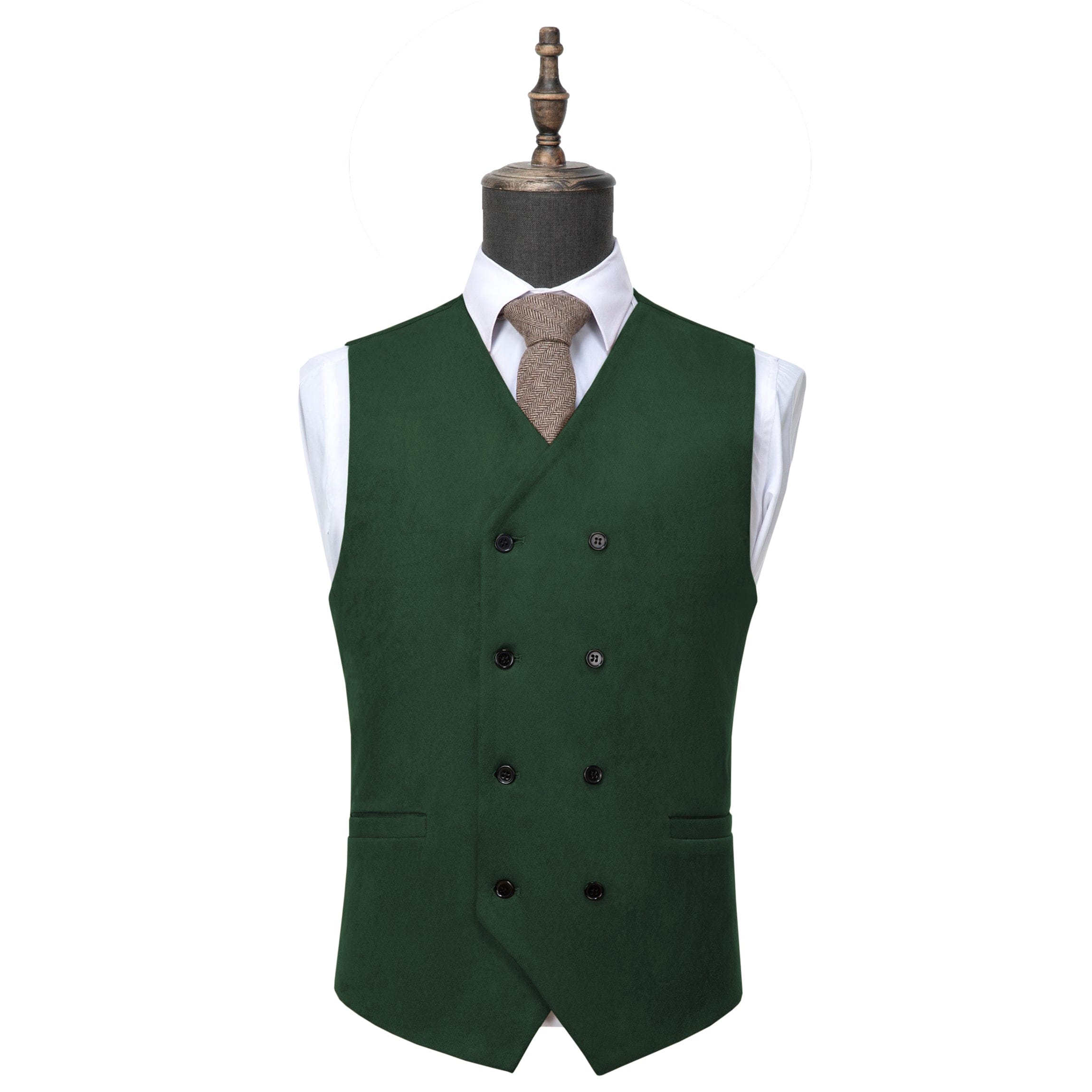 ceehuteey Men's Suede Double Breasted Slim Fit V Neck Waistcoat