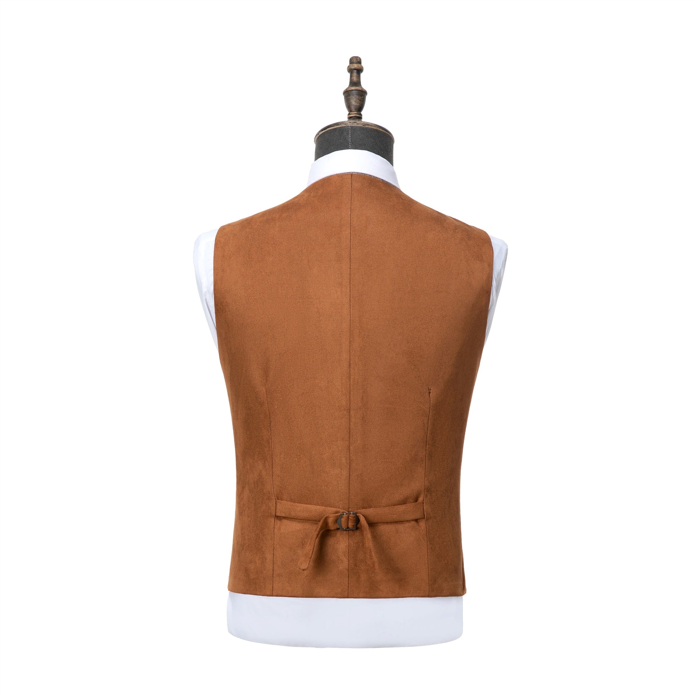 ceehuteey Men's Suede Double Breasted Slim Fit V Neck Waistcoat