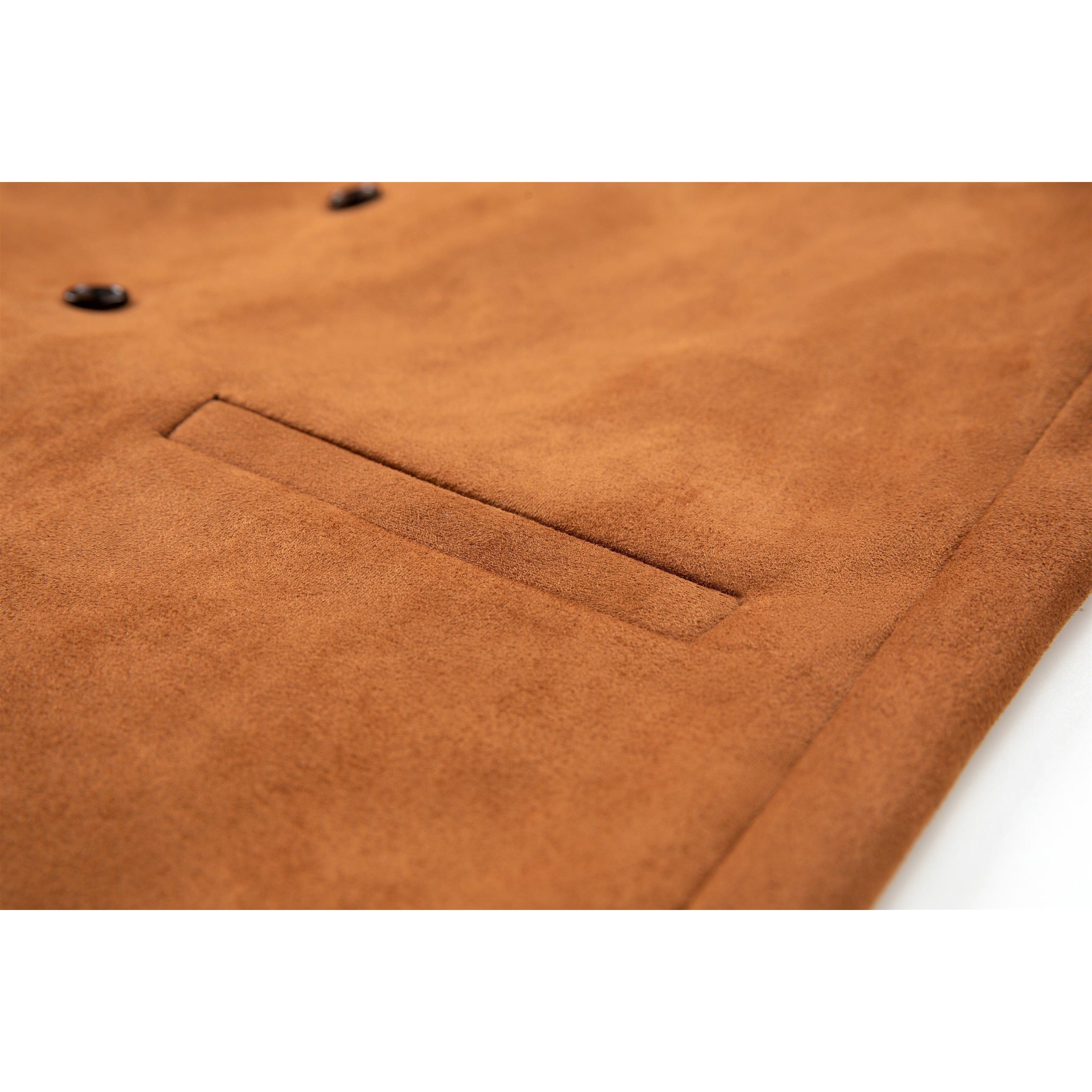 ceehuteey Men's Suede Double Breasted Slim Fit V Neck Waistcoat