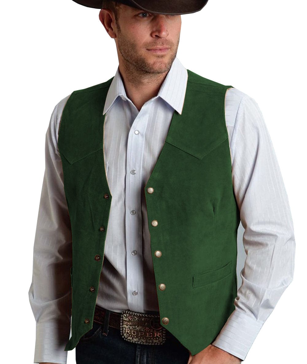 ceehuteey Men's Suede V Denim Jacket Neck Waistcoat Denim Jacket