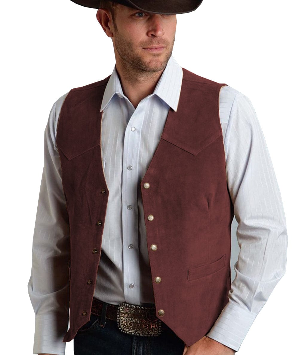 ceehuteey Men's Suede V Denim Jacket Neck Waistcoat Denim Jacket