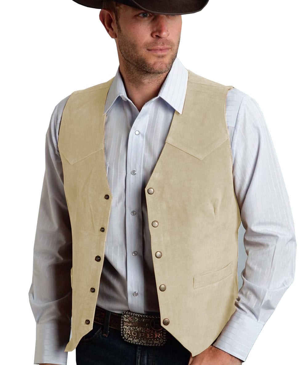 ceehuteey Men's Suede V Denim Jacket Neck Waistcoat Denim Jacket