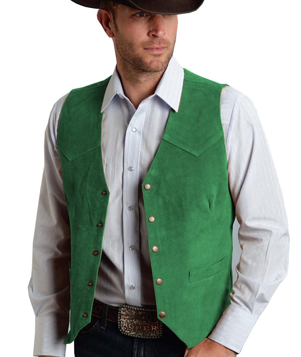 ceehuteey Men's Suede V Denim Jacket Neck Waistcoat Denim Jacket