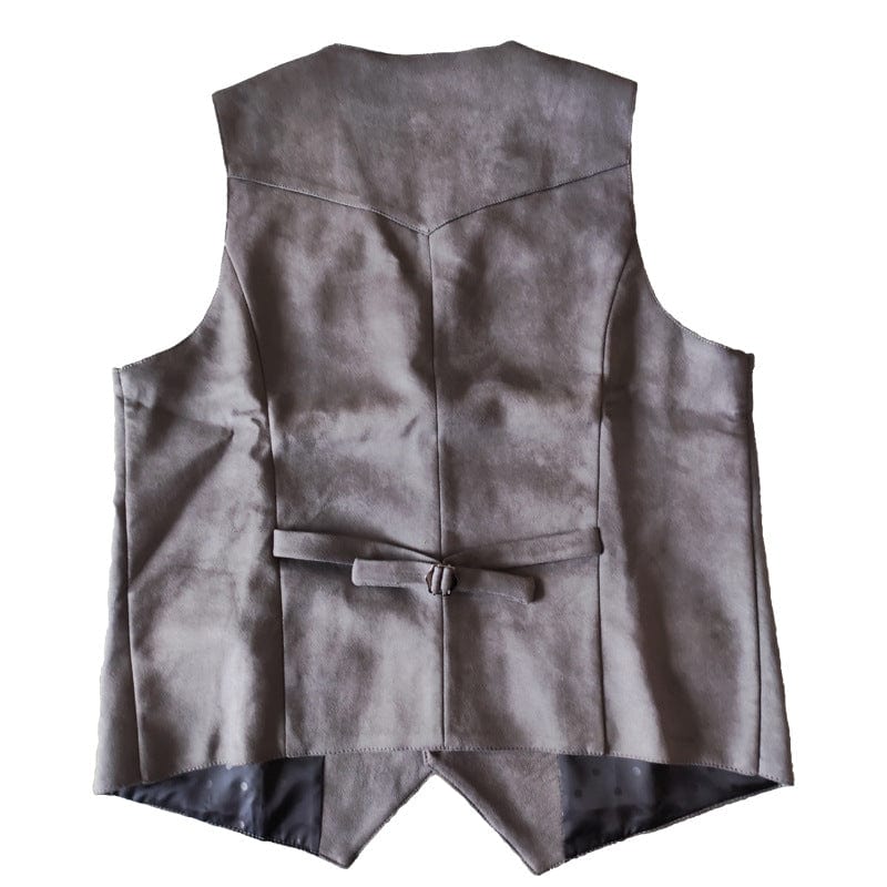 ceehuteey Men's Suede V Denim Jacket Neck Waistcoat Denim Jacket