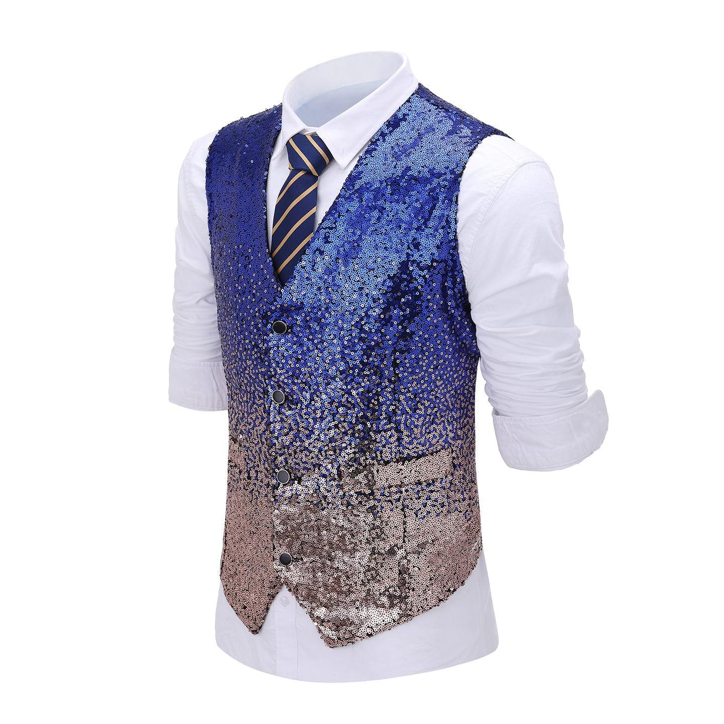 ceehuteey Men's Suit 3 Pieces Shiny Sequin Mens Suit Notch Lapel Tuxedo Wedding Formal Suit