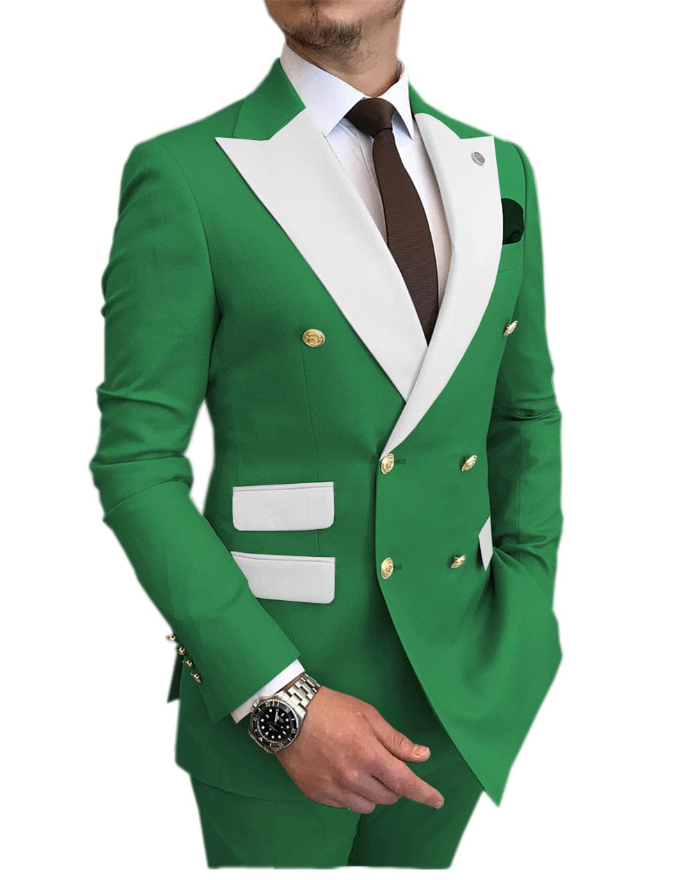 ceehuteey Men's Suit Casual Double Breasted 2 Piece Business Wedding (Blazer+Pants)