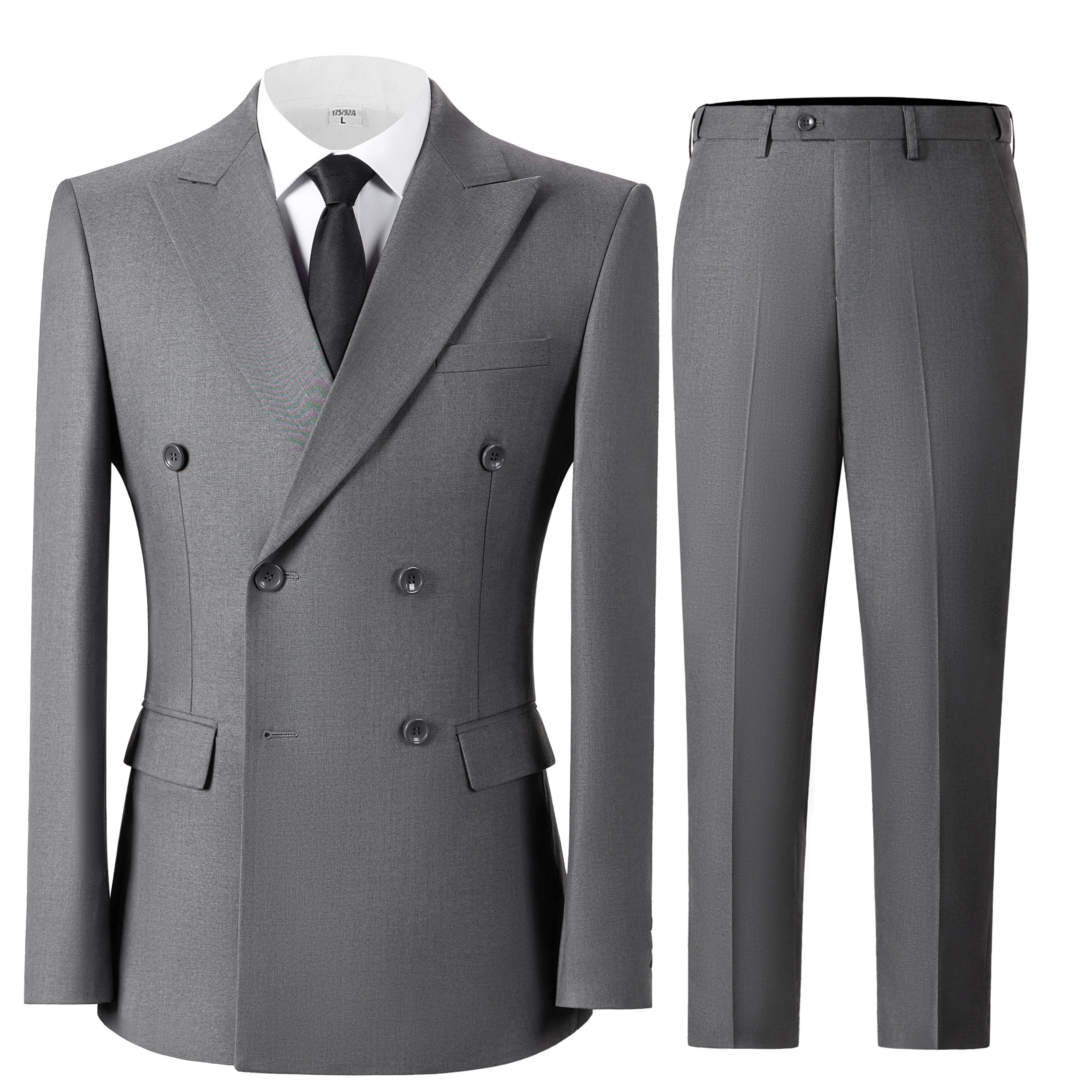 ceehuteey Men's Suit Double Breasted 2 Piece Suits (Blazer+Pants)