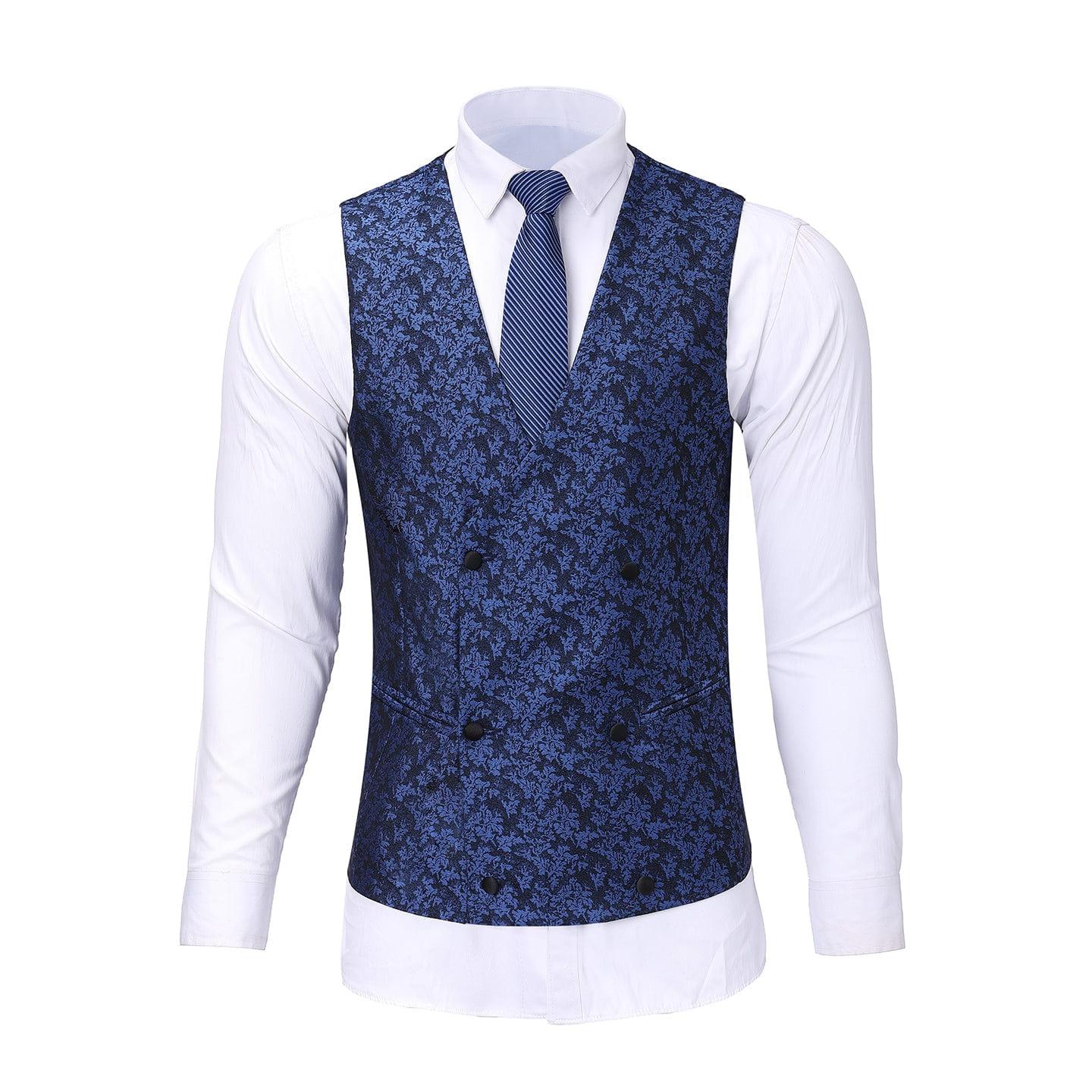 ceehuteey Men's Suit Double Breasted Slim Fit 3 Pieces Business Tuxedos (Blazer+Pants)