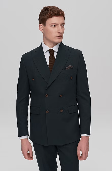 ceehuteey Men's Suit Fashion Leisure Double Breasted 2 Piece Business Tuxedos (Blazer+Pants)