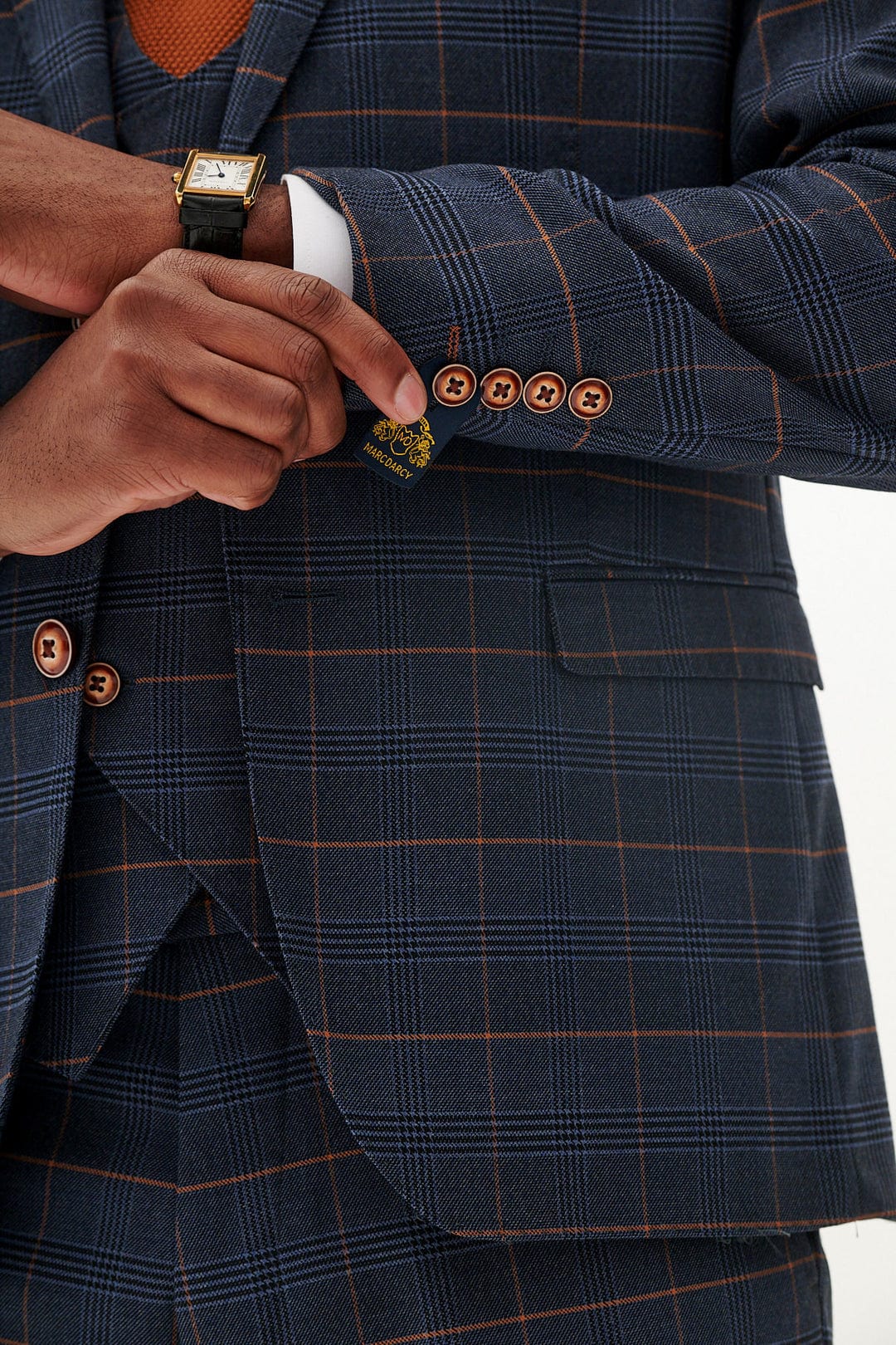 ceehuteey Men's Suit Fashion Leisure Navy Notch Lapel Double Breasted 3 Piece Plaid Suit (Blazer+Pants) (Copy)