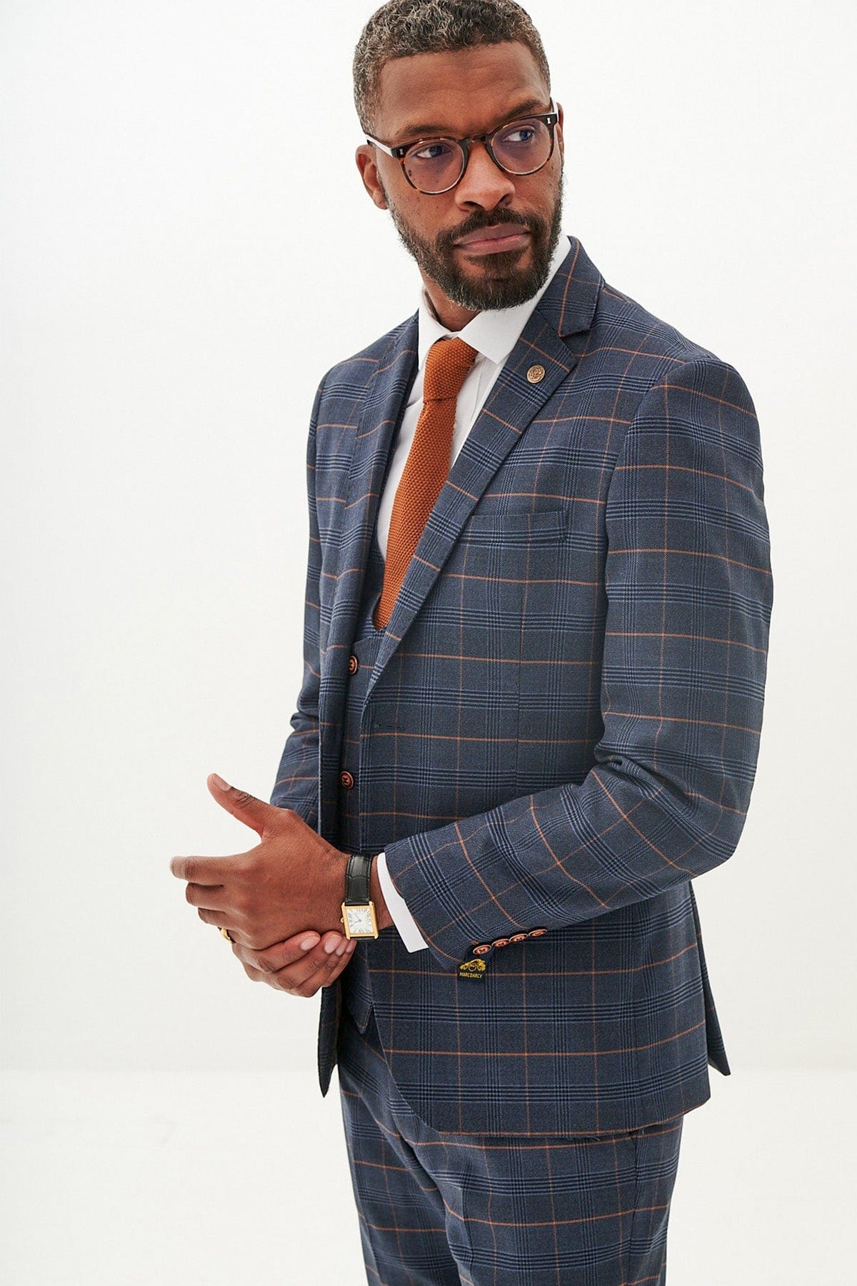 ceehuteey Men's Suit Fashion Leisure Navy Notch Lapel Double Breasted 3 Piece Plaid Suit (Blazer+Pants) (Copy)