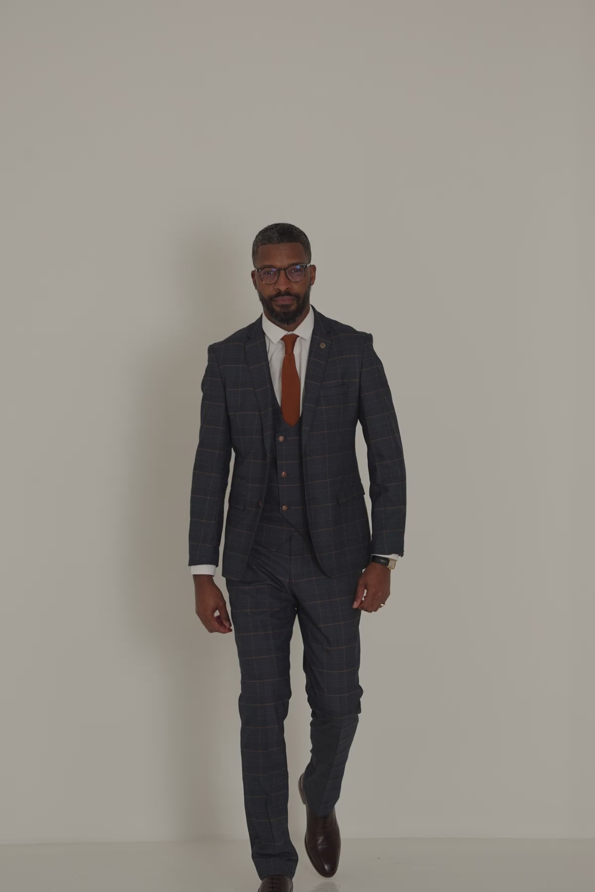 ceehuteey Men's Suit Fashion Leisure Navy Notch Lapel Double Breasted 3 Piece Plaid Suit (Blazer+Pants) (Copy)