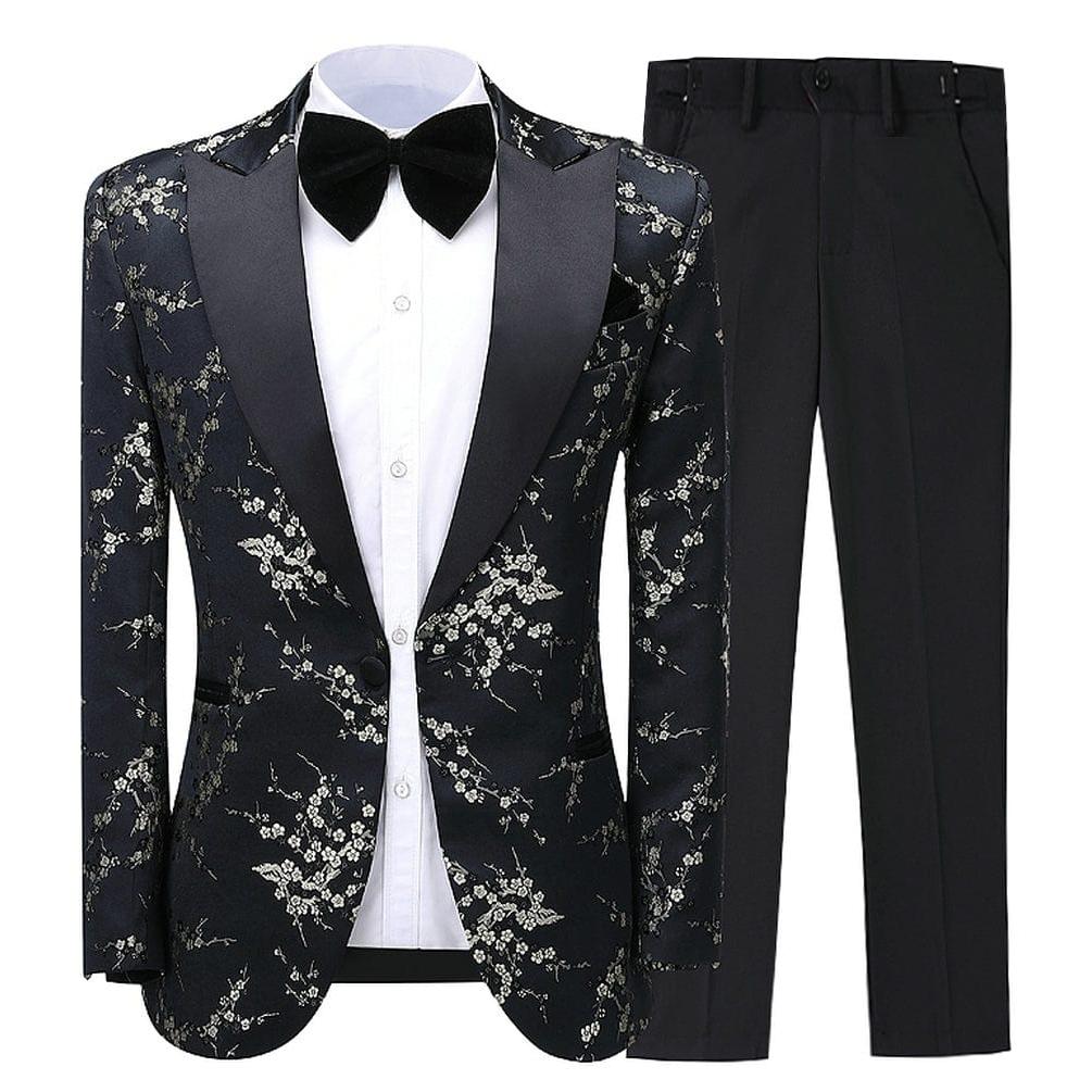 ceehuteey Men's Suit Formal Double Breasted Slim Fit 2 Piece Business Tuxedos (Blazer+Pants)