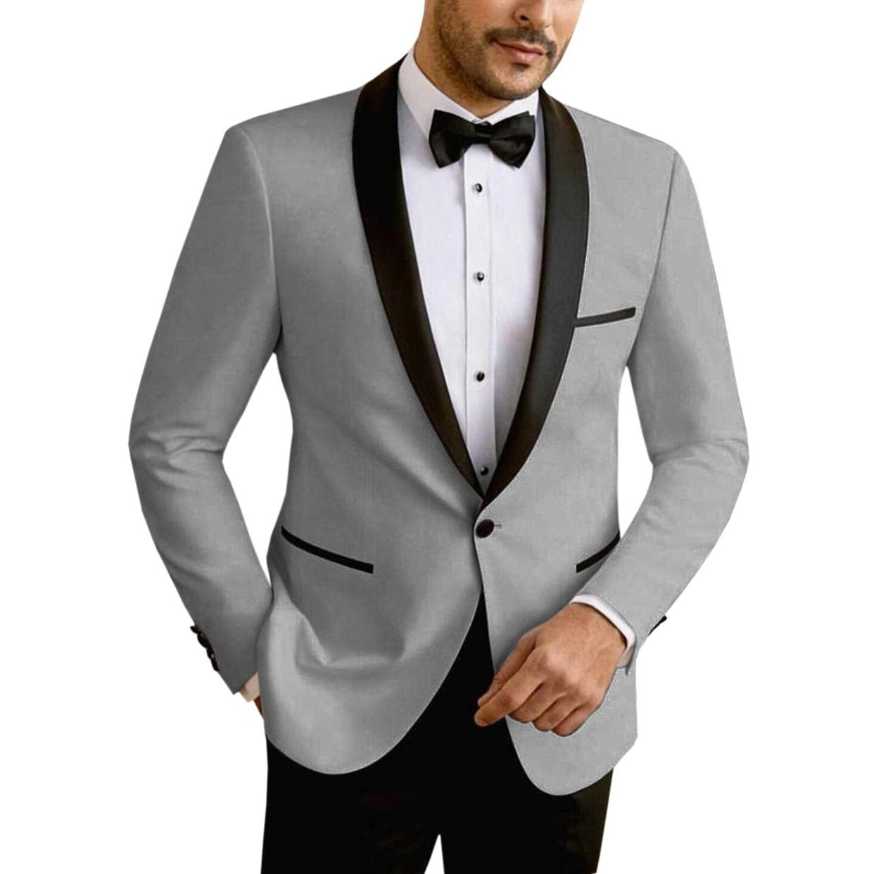 ceehuteey Men's Suit Jacket Slim Fit One Button Shawl Lapel Tuxedo Wedding Groomsmen Blazer