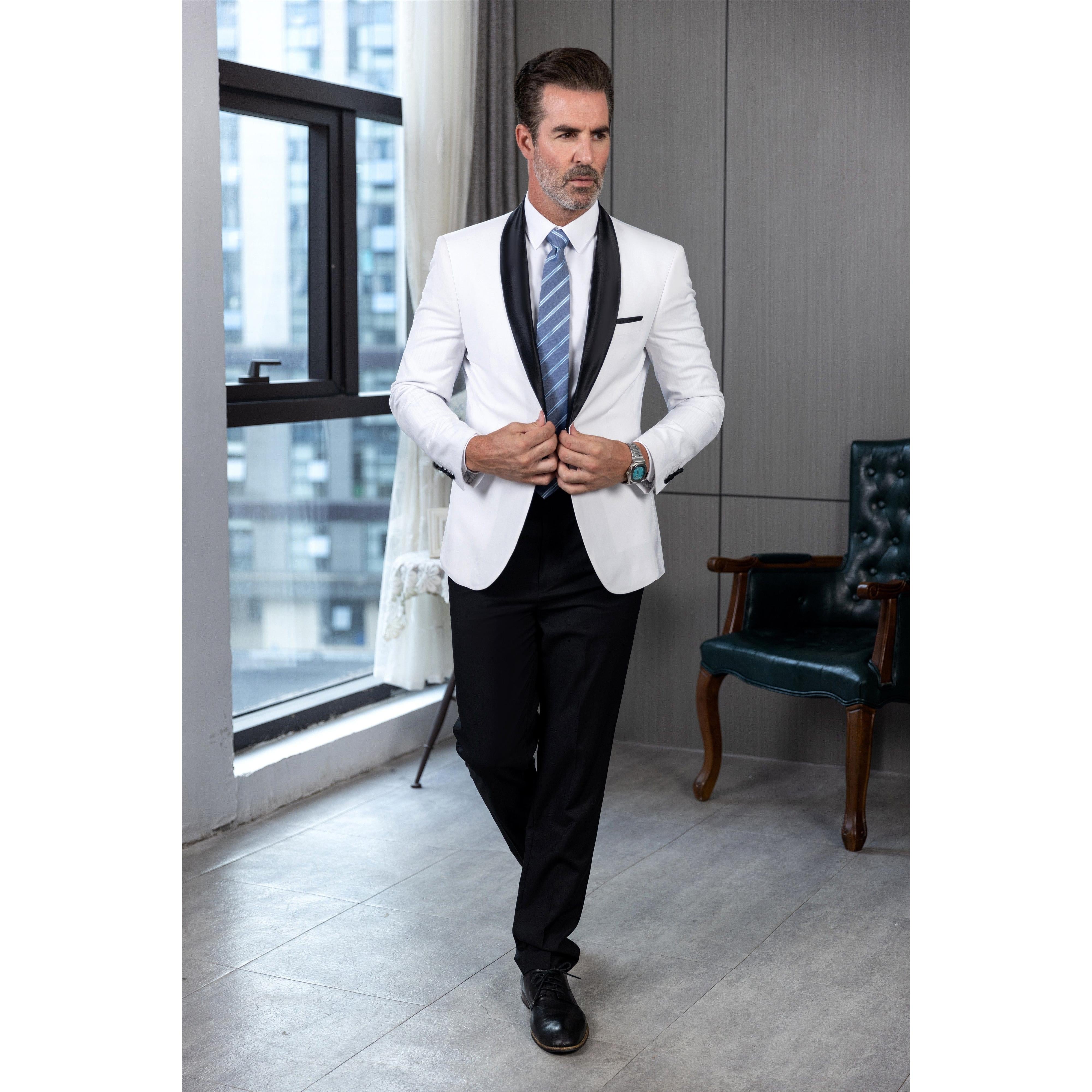 ceehuteey Men's Suit Jacket Slim Fit One Button Shawl Lapel Tuxedo Wedding Groomsmen Blazer