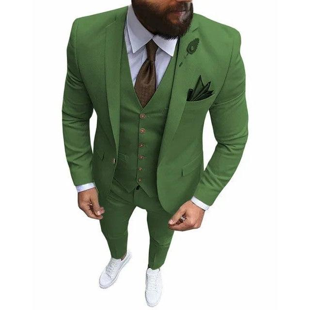 ceehuteey Men's Suits 3 Pieces Single Breasted Lapel Slim Fit Formal Tuxedos For Wedding Groomsmen