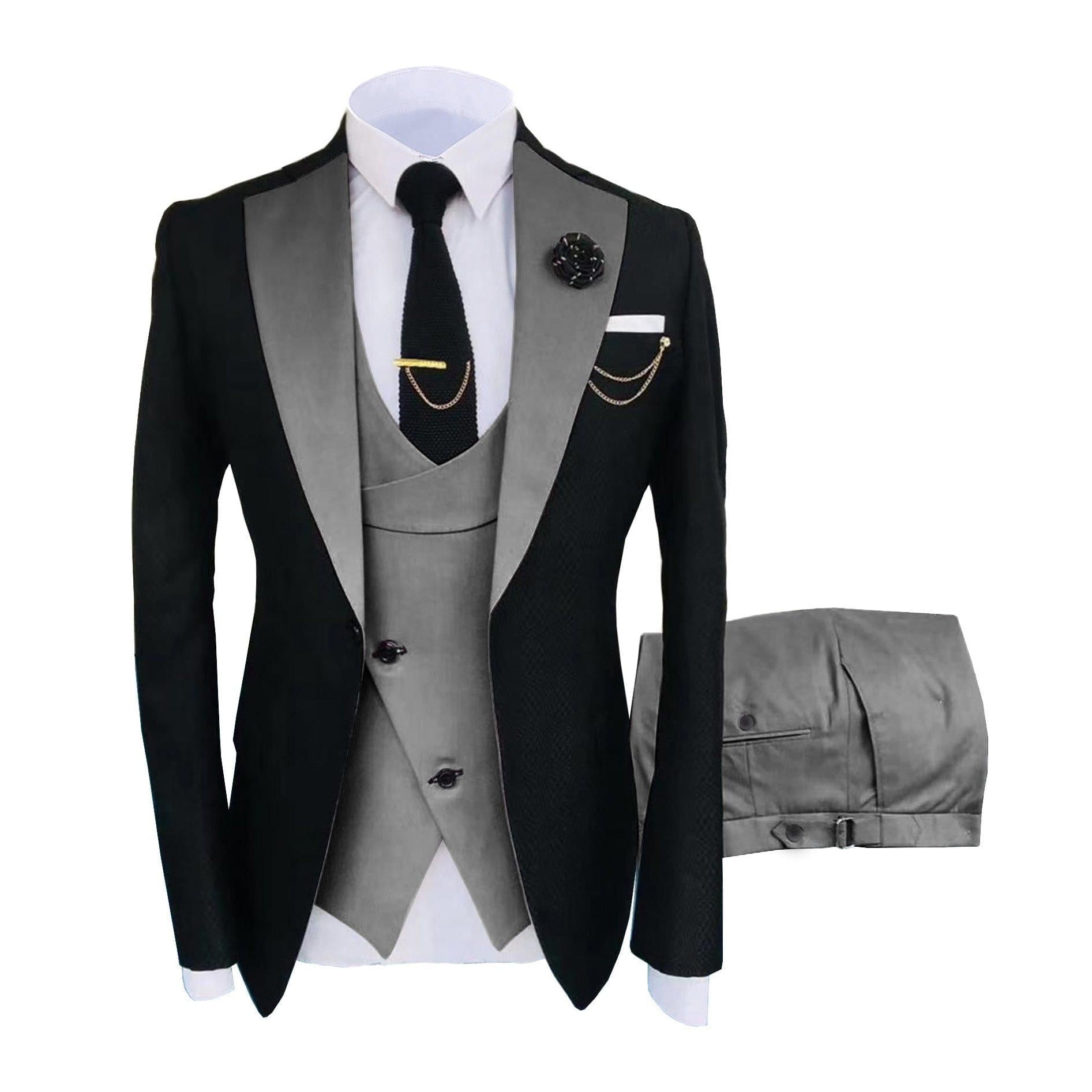 ceehuteey Men's Suits Slim Fit 3 Pieces Notch Lapel Tuxedos for Wedding (Blazer+Vest+Pant)