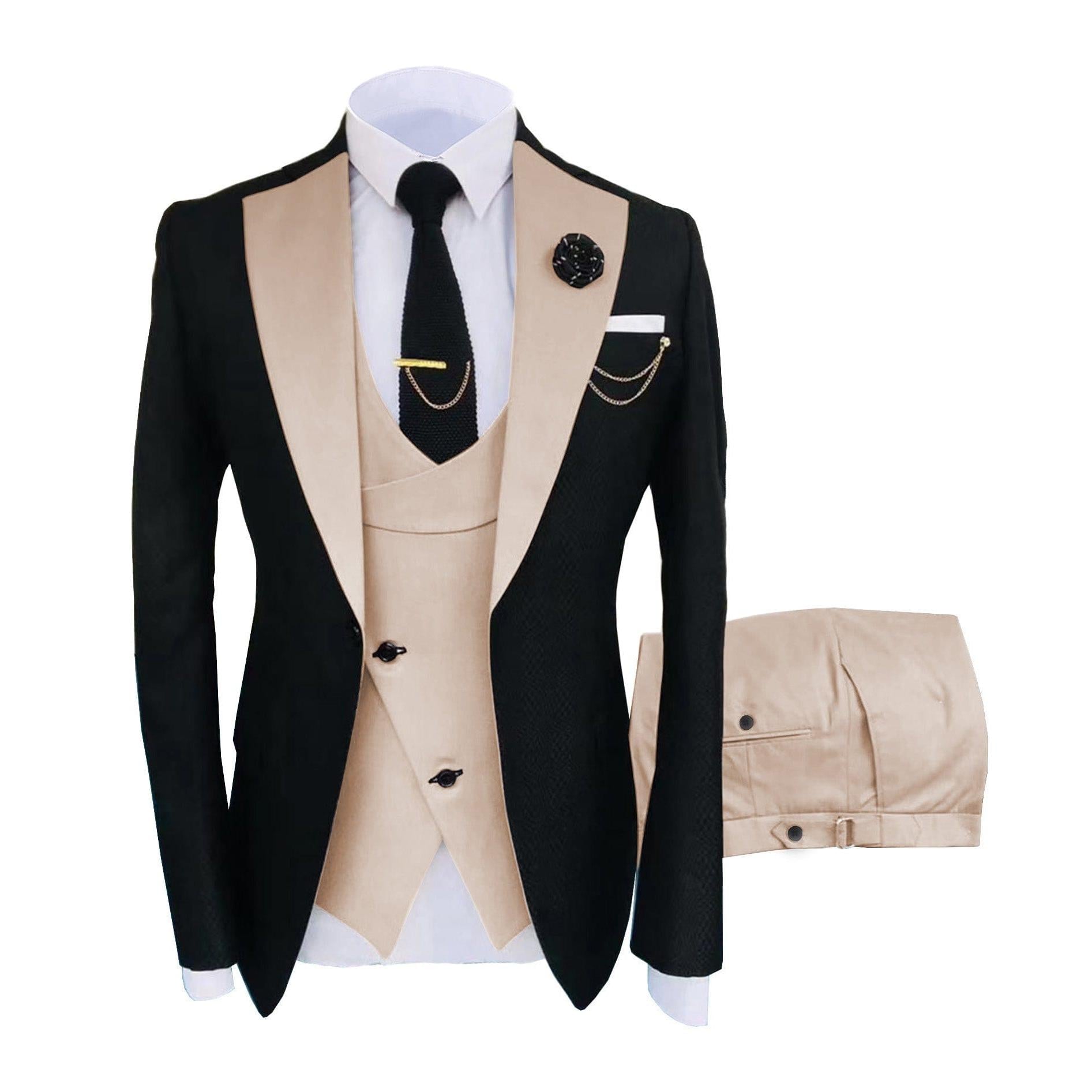 ceehuteey Men's Suits Slim Fit 3 Pieces Notch Lapel Tuxedos for Wedding (Blazer+Vest+Pant)