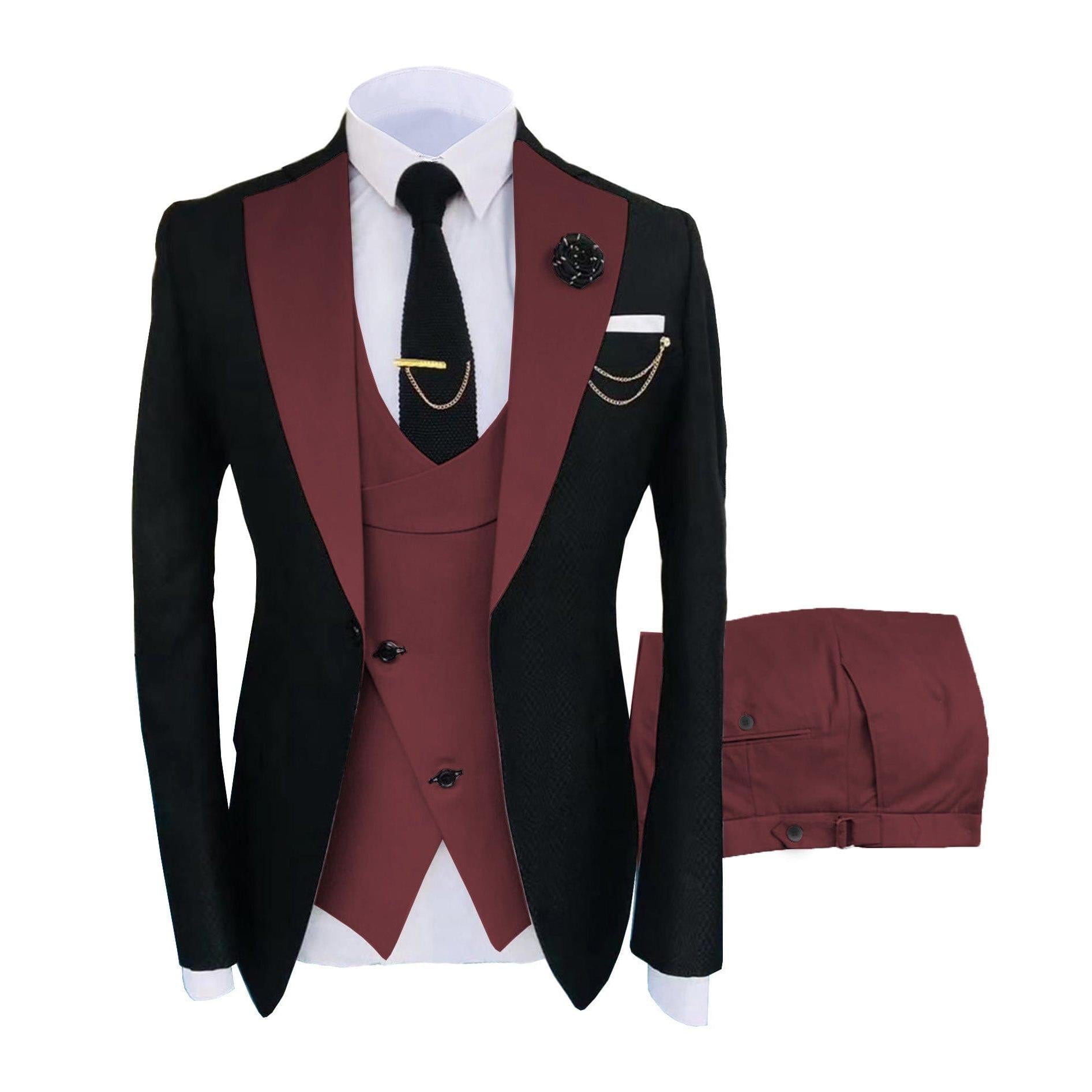 ceehuteey Men's Suits Slim Fit 3 Pieces Notch Lapel Tuxedos for Wedding (Blazer+Vest+Pant)