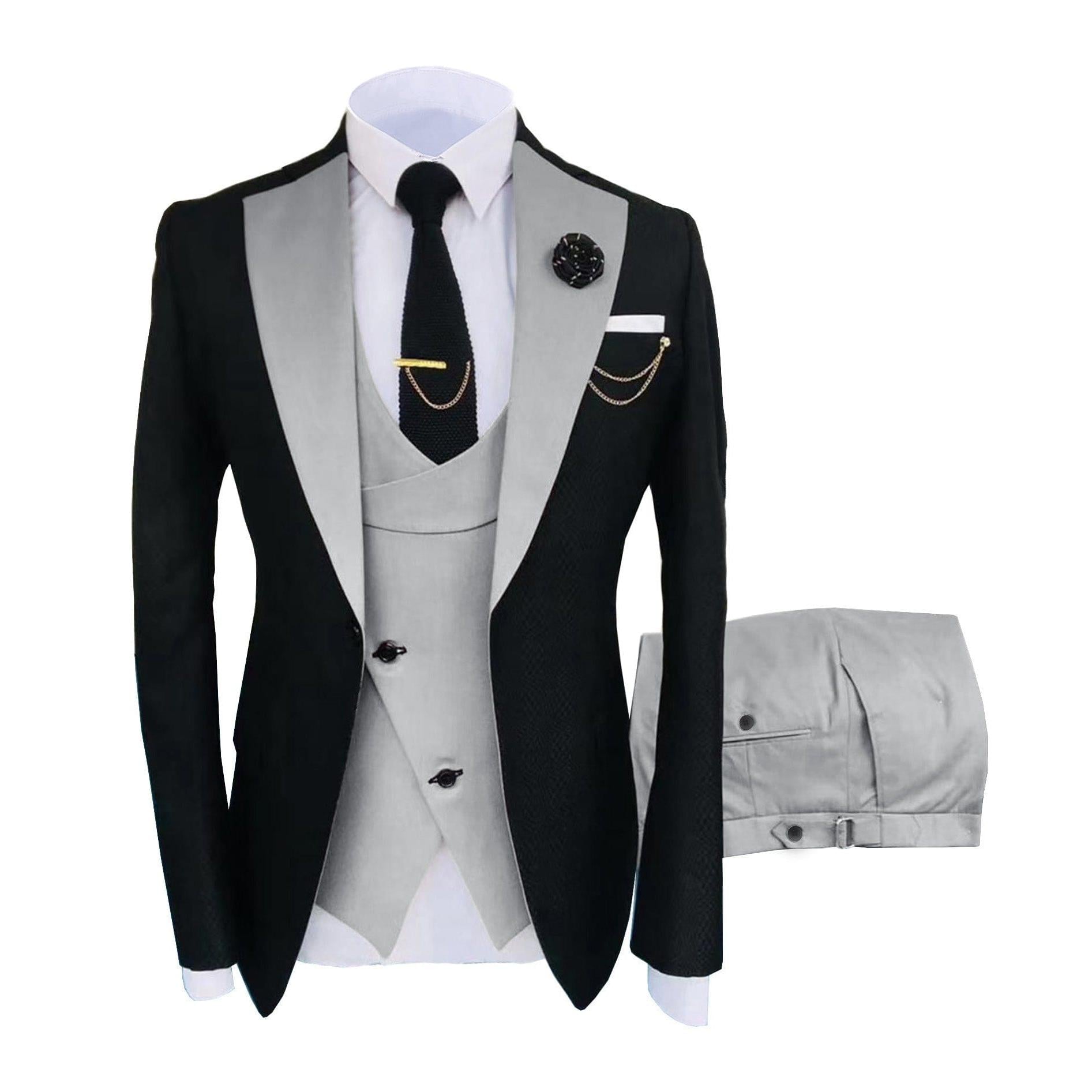 ceehuteey Men's Suits Slim Fit 3 Pieces Notch Lapel Tuxedos for Wedding (Blazer+Vest+Pant)